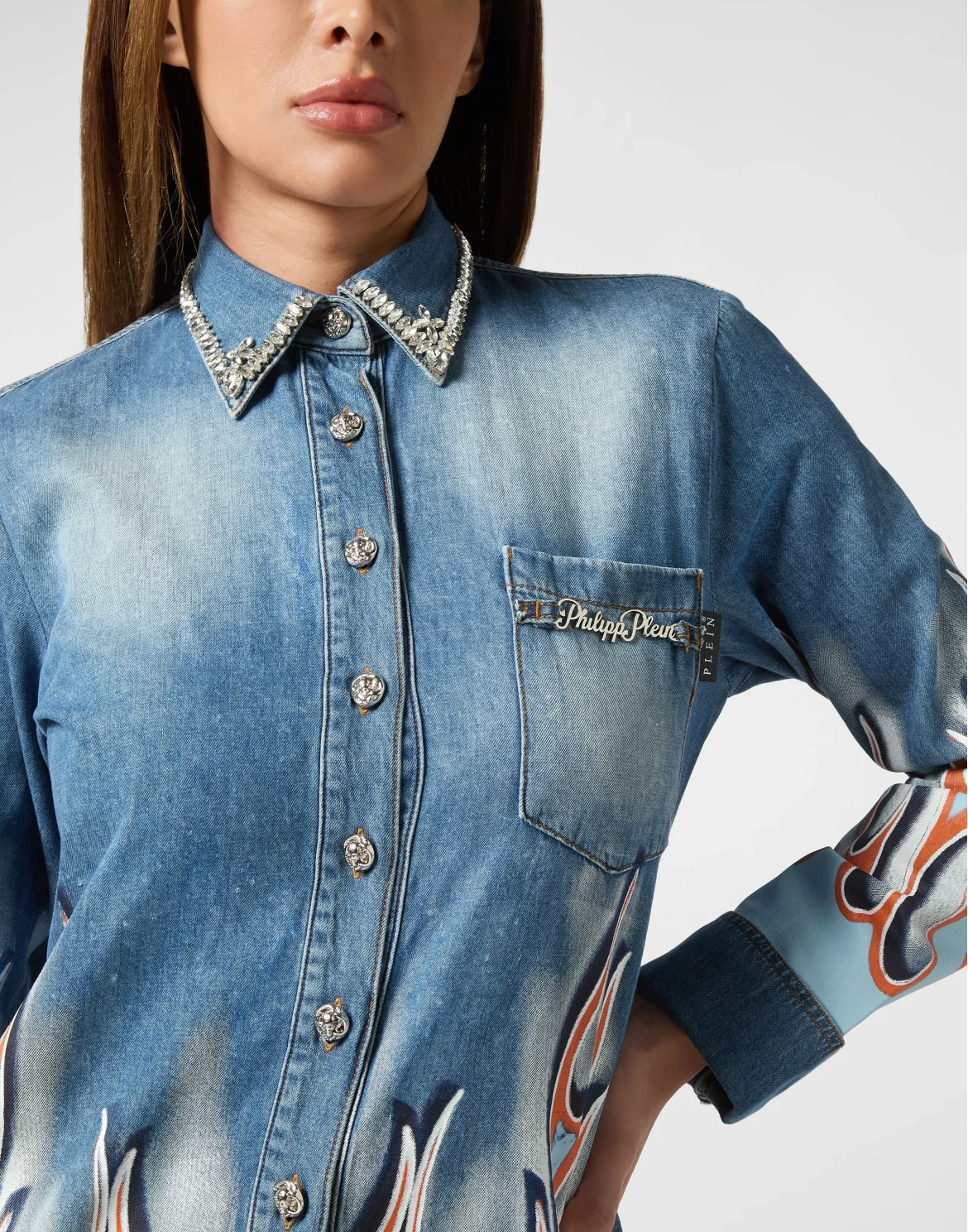 Denim Shirt LS Flame Racing, цвет: Серый