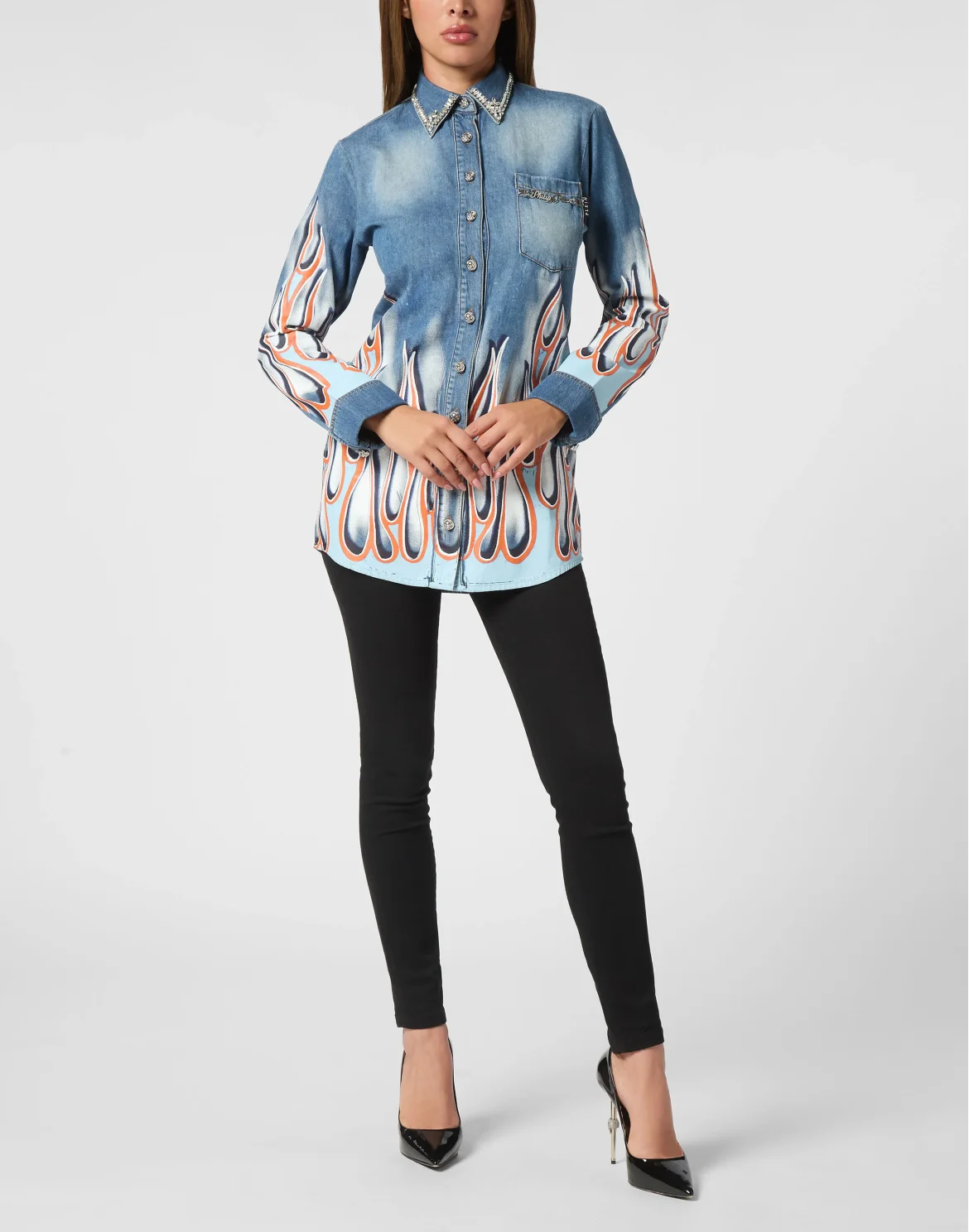 Denim Shirt LS Flame Racing, цвет: Серый