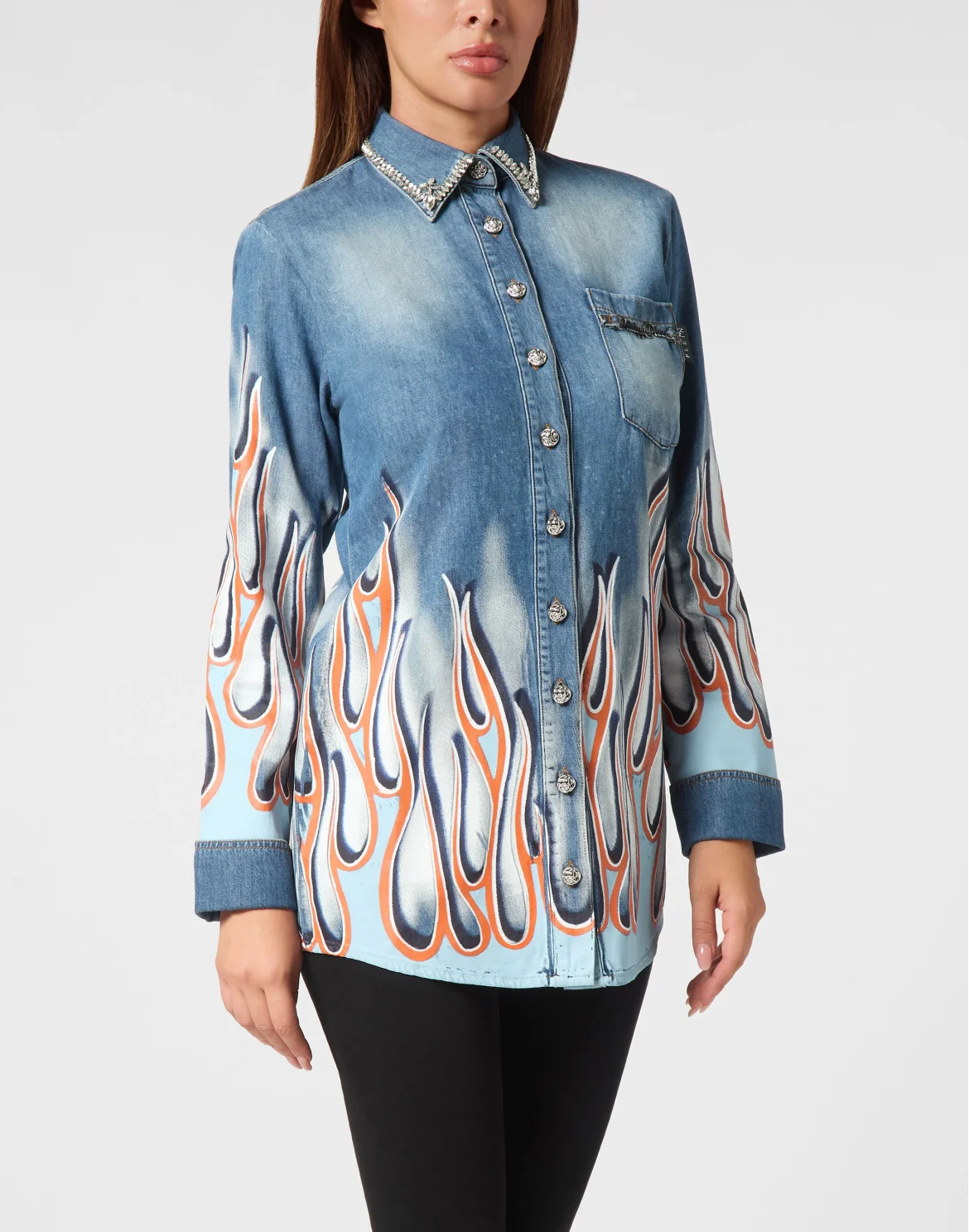Denim Shirt LS Flame Racing, цвет: Серый