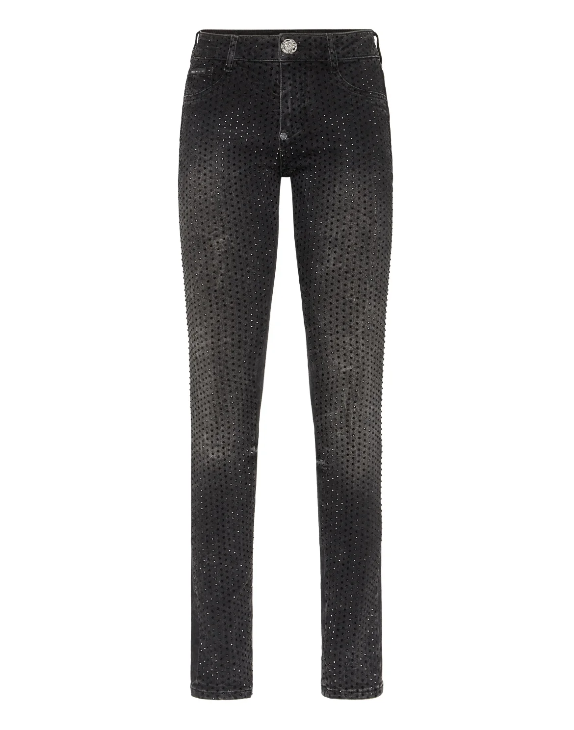 Denim Jegging Fit Trousers Strass, цвет: Черный