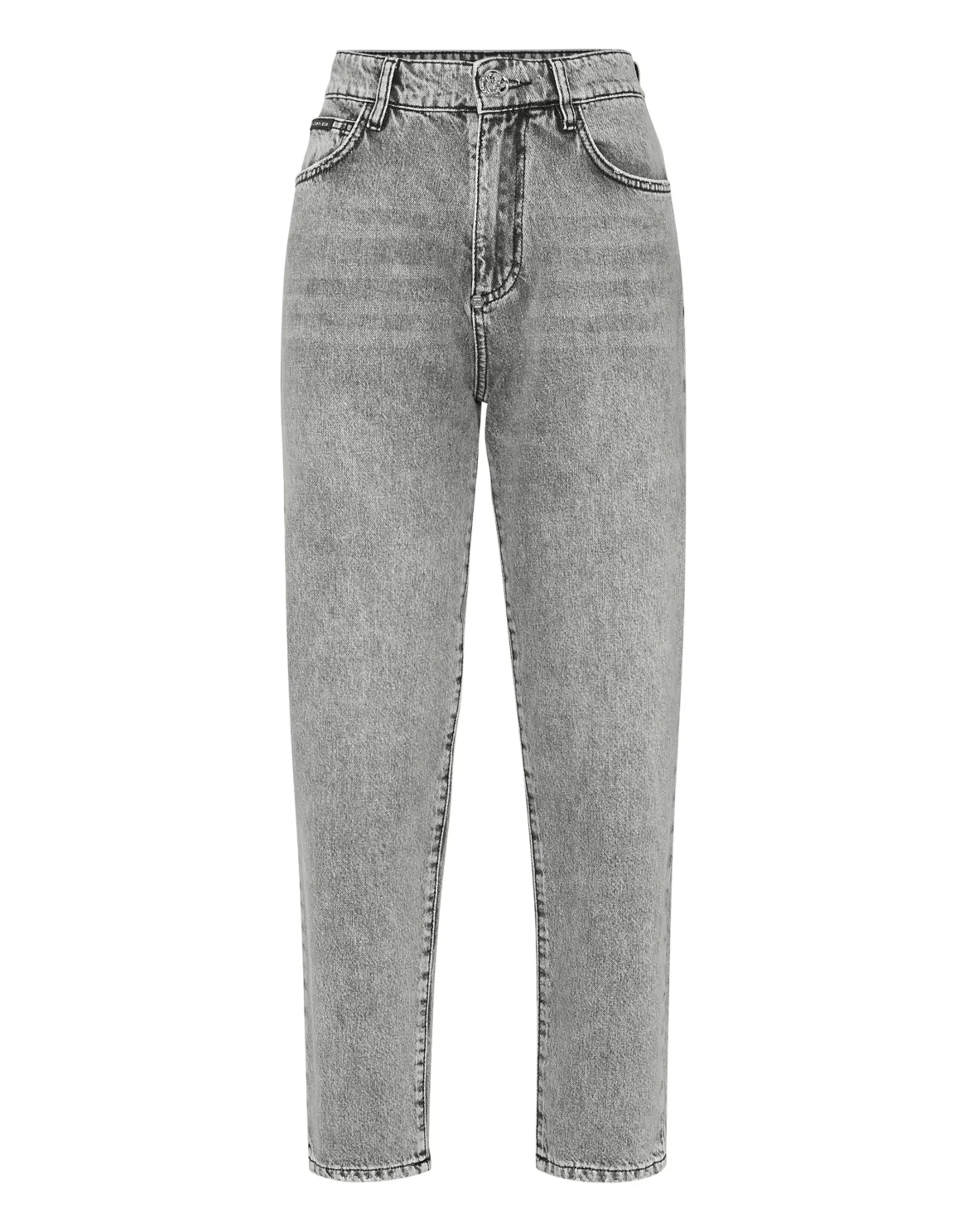 Denim Mom Fit Trousers, цвет: Серый