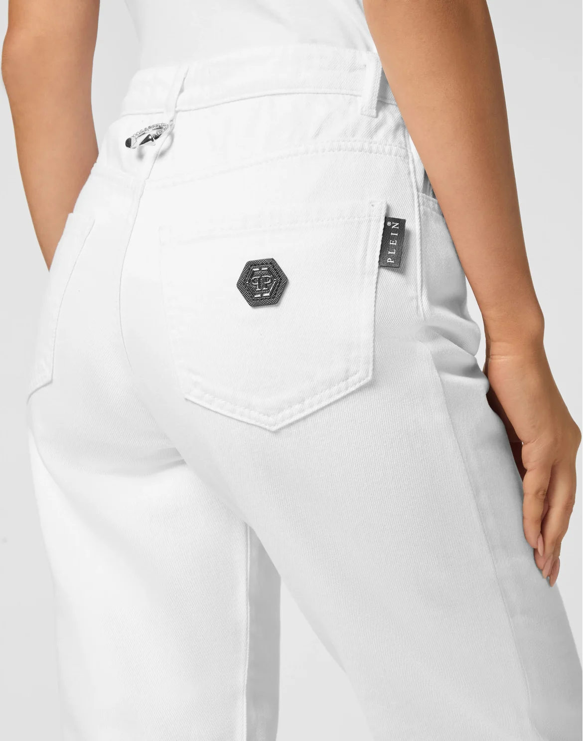 Denim Mom Fit Trousers, цвет: Белый