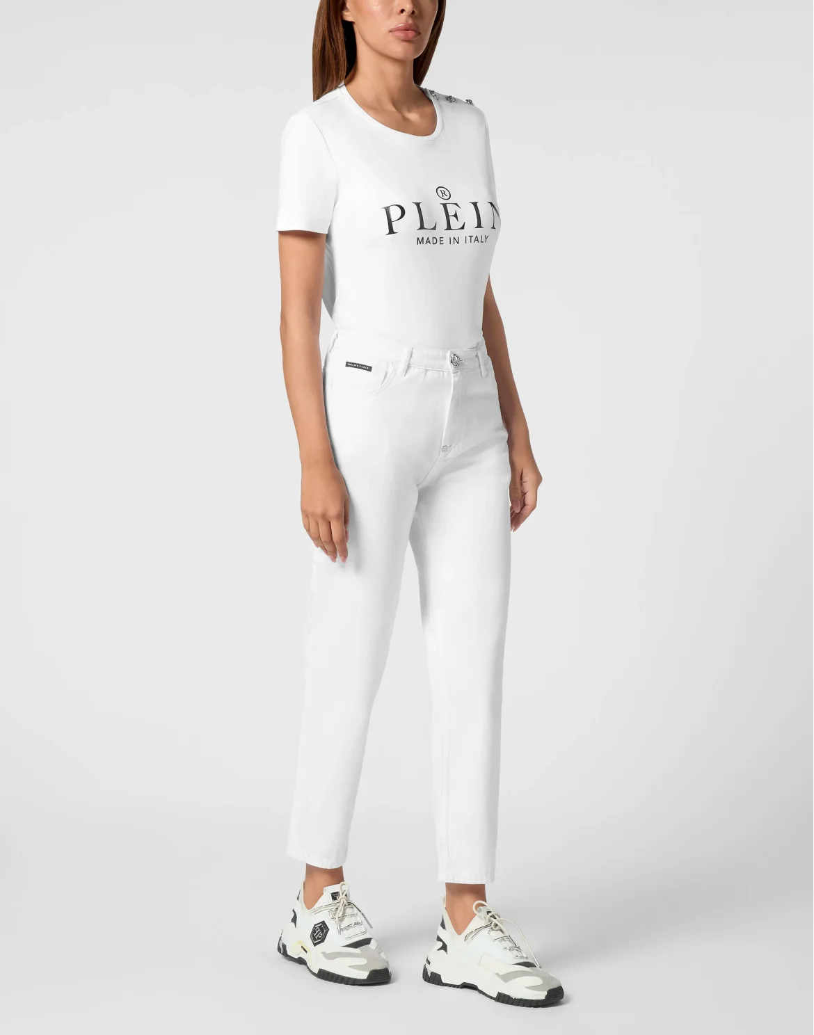 Denim Mom Fit Trousers, цвет: Белый