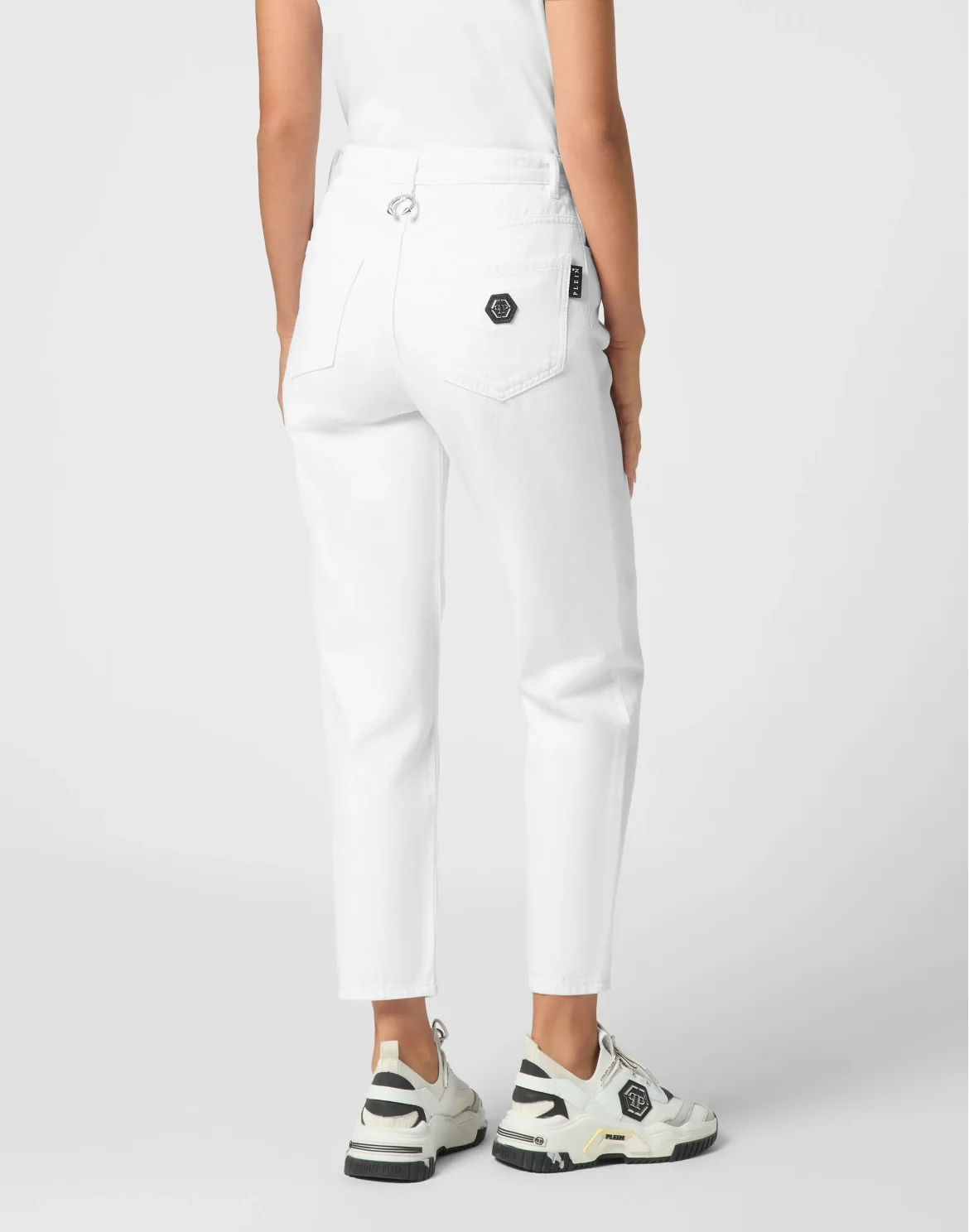 Denim Mom Fit Trousers, цвет: Белый