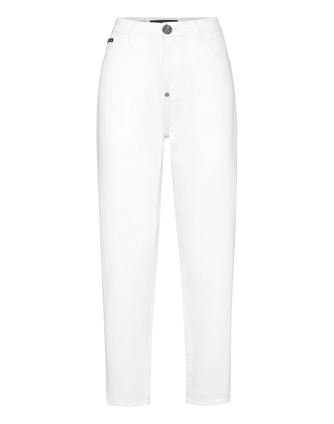 Denim Mom Fit Trousers, цвет: Белый