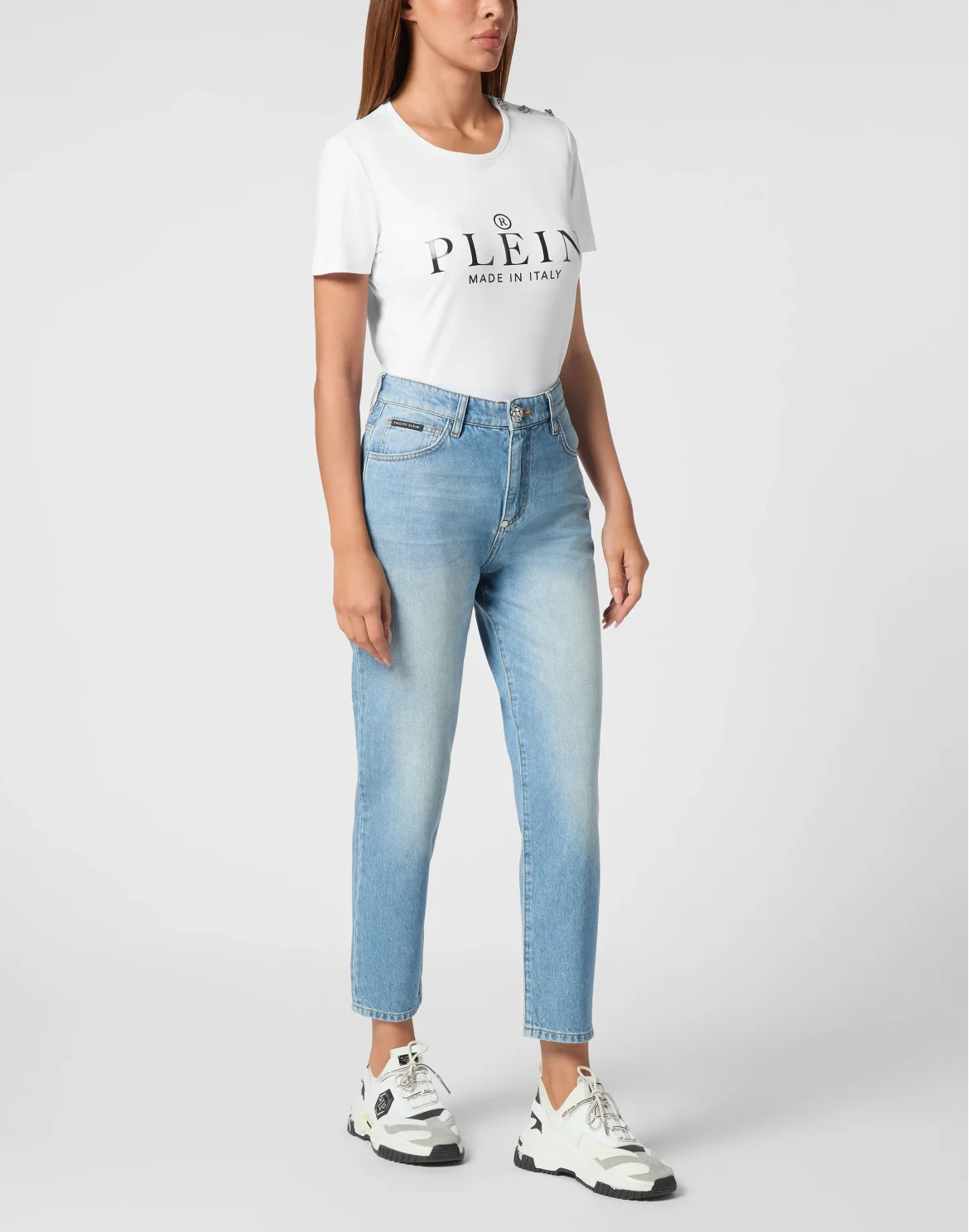 Denim Mom Fit Trousers, цвет: Синий