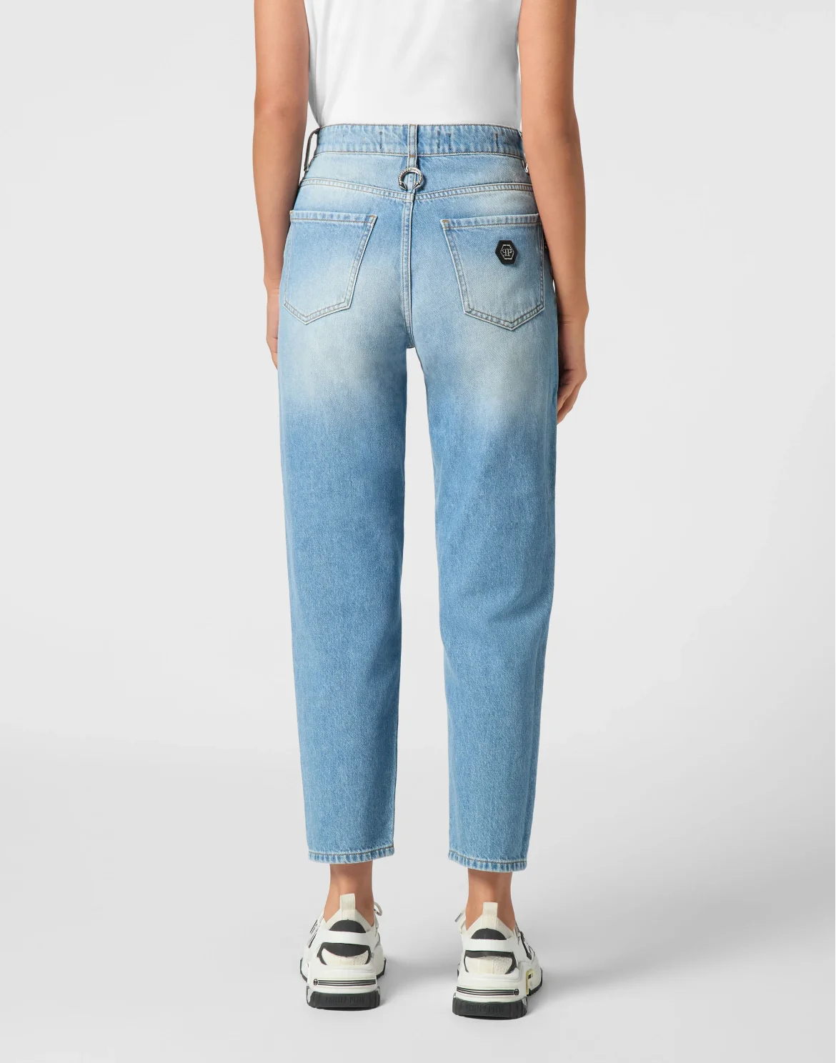 Denim Mom Fit Trousers, цвет: Синий