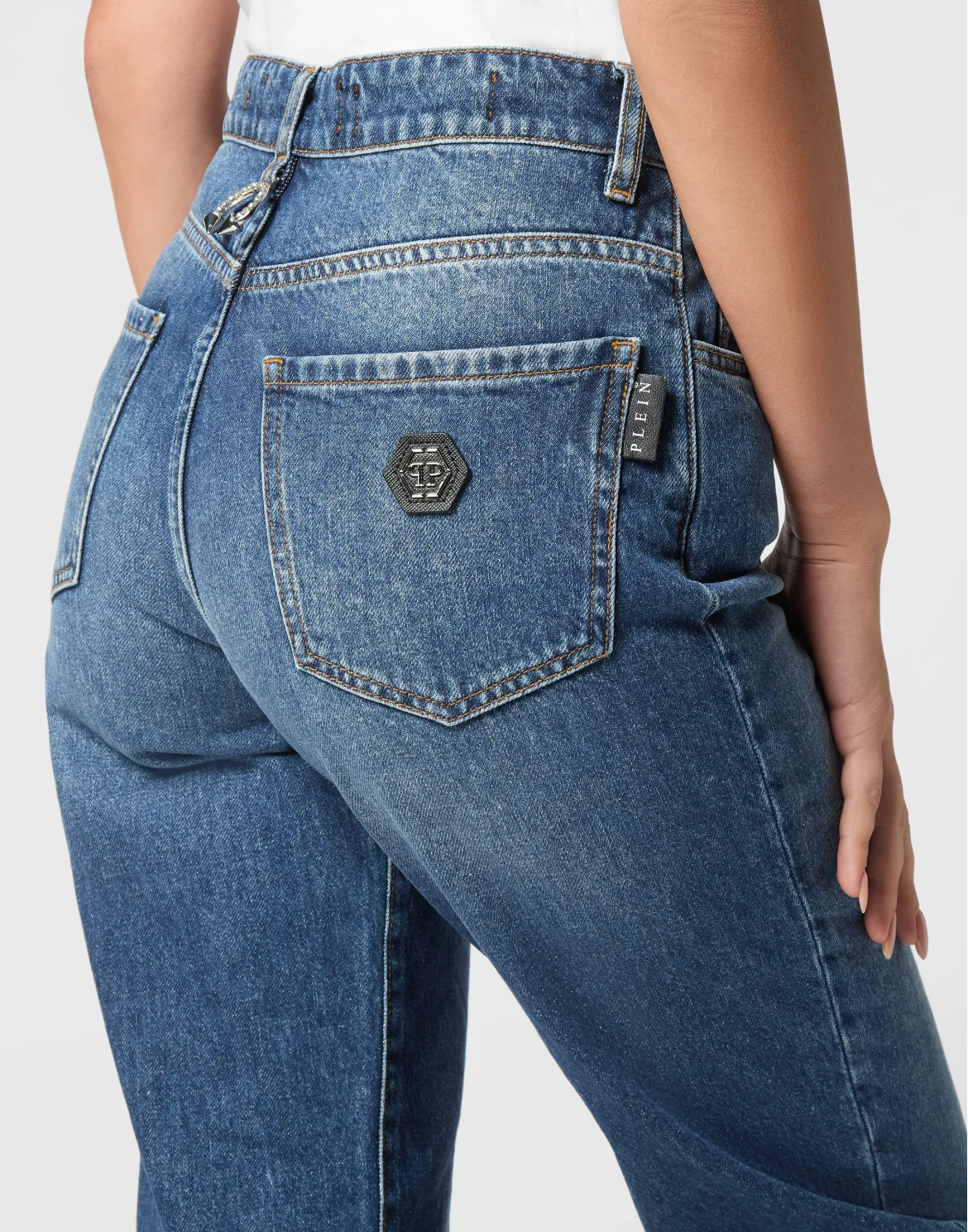 Denim Mom Fit Trousers, цвет: Синий