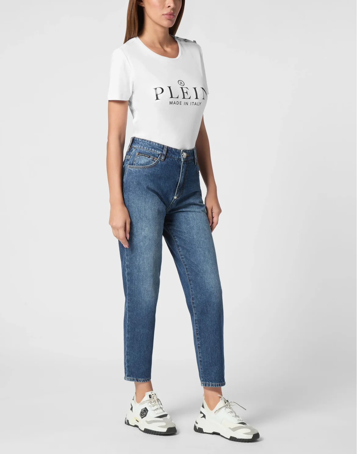 Denim Mom Fit Trousers, цвет: Синий