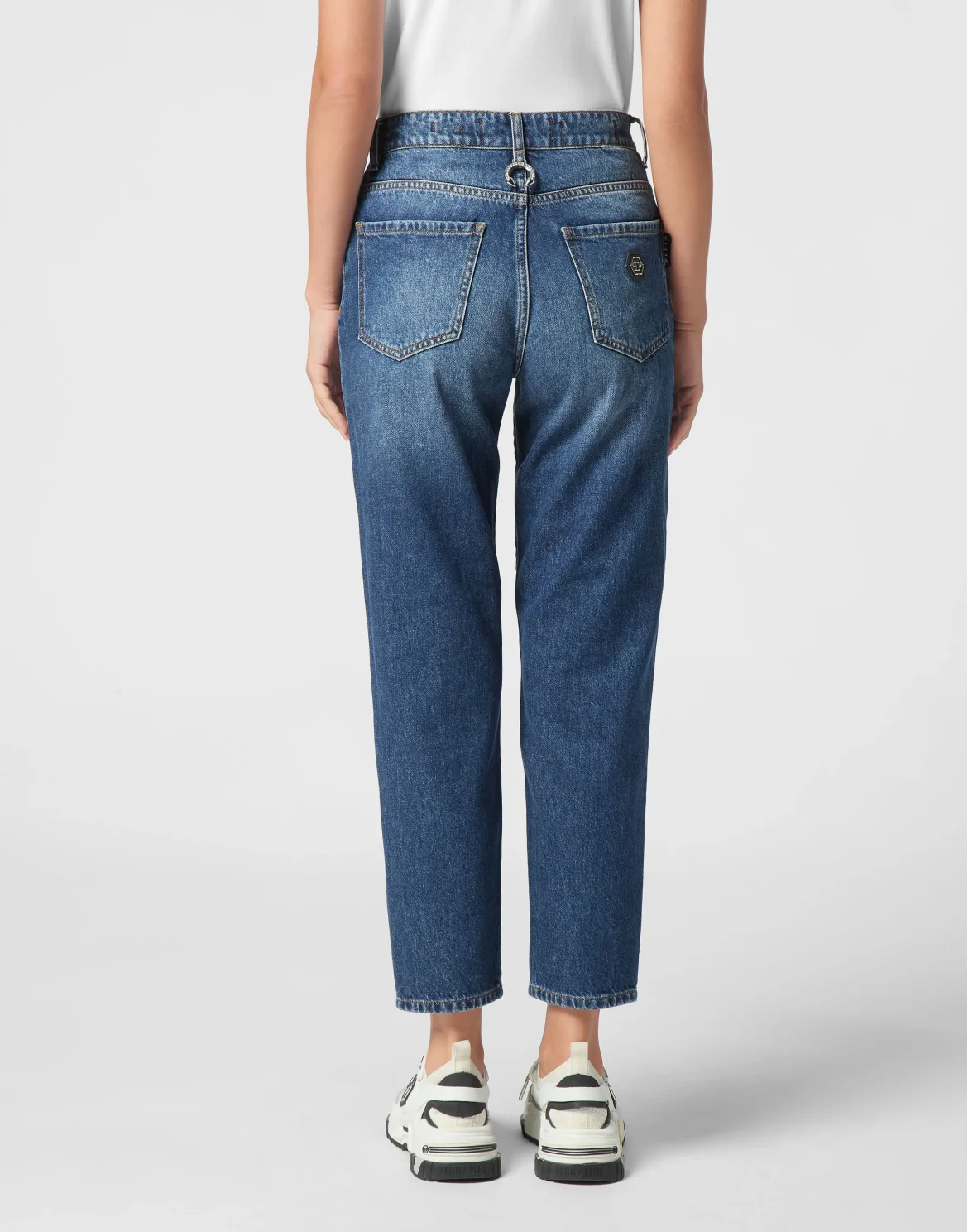 Denim Mom Fit Trousers, цвет: Синий