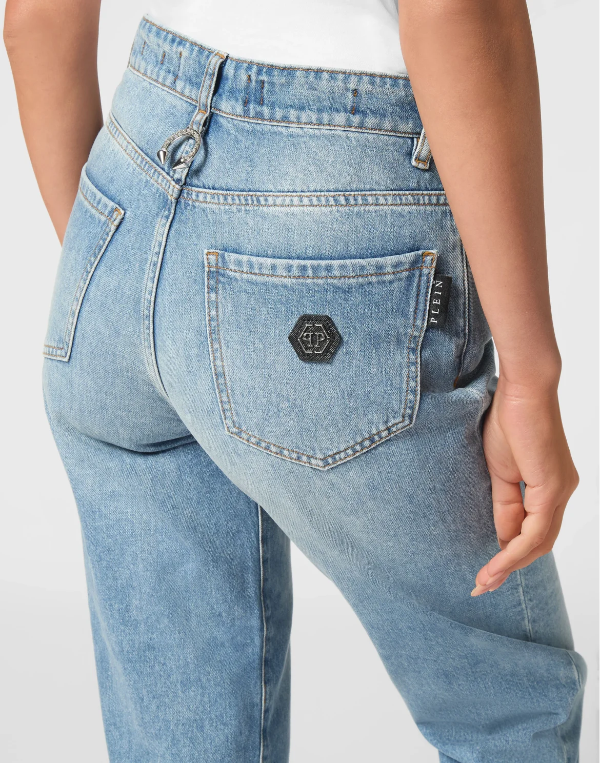 Denim Mom Fit Trousers, цвет: Серый