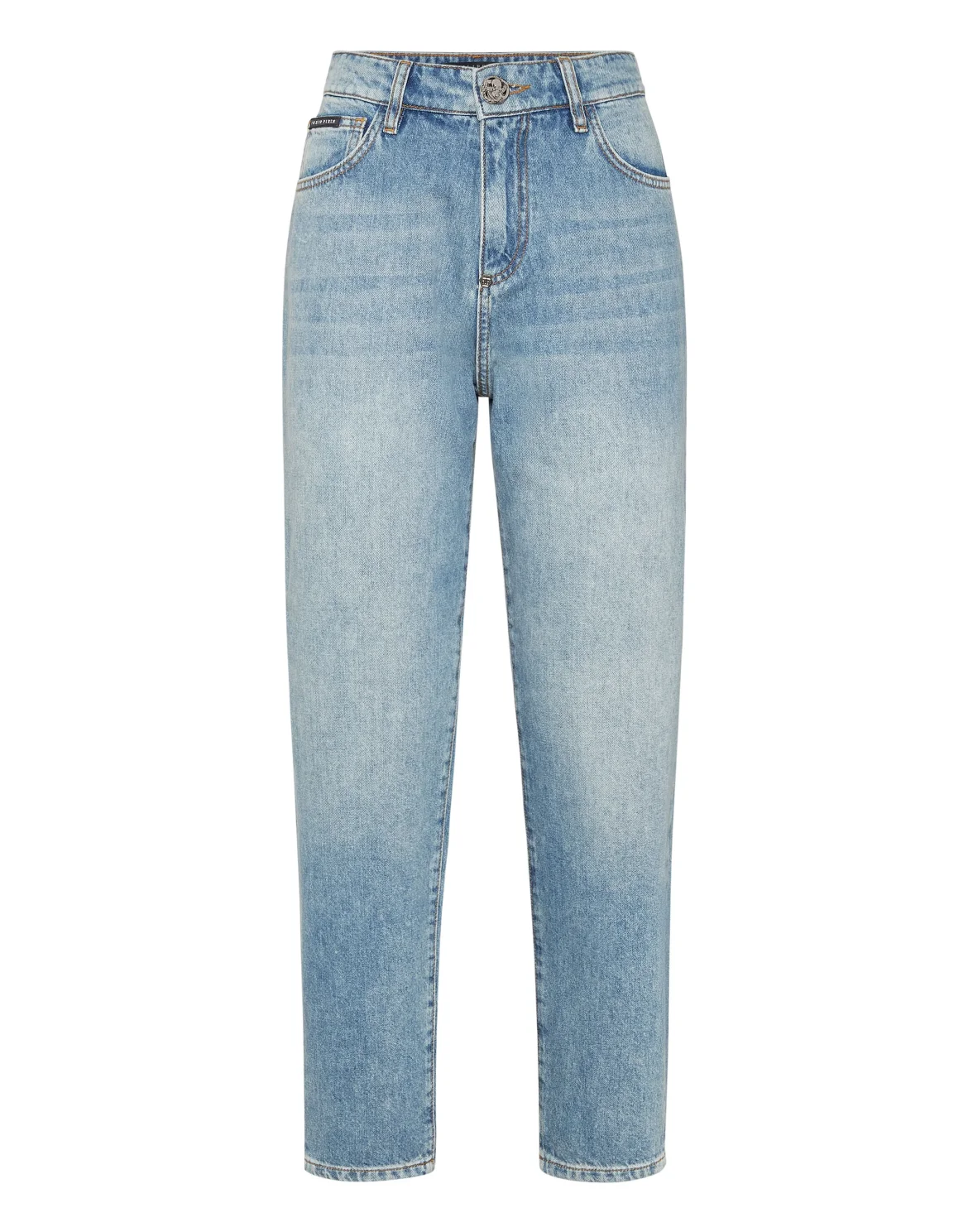 Denim Mom Fit Trousers, цвет: Серый