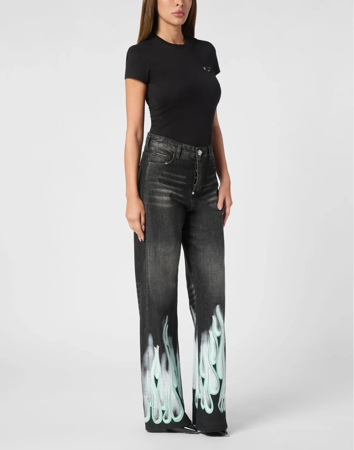 Denim Skater Fit Trousers Flame, цвет: Черный