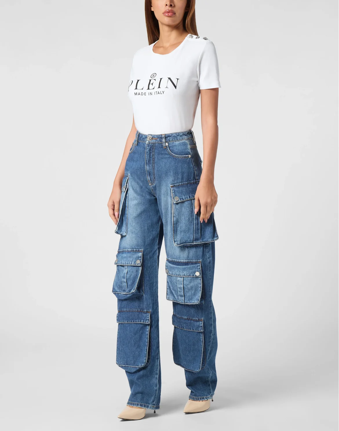 Denim Cargo Trousers, цвет: Синий