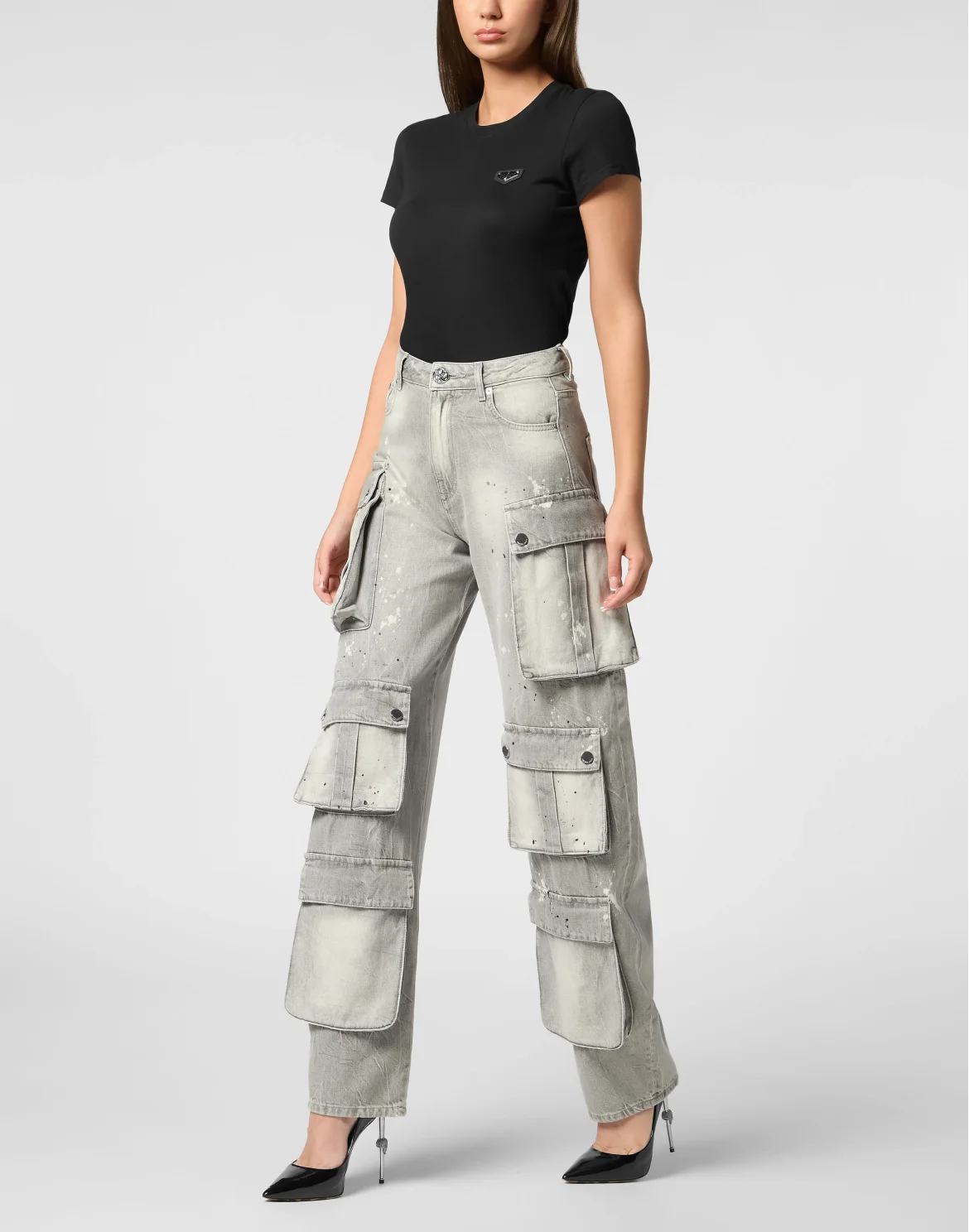 Denim Cargo Trousers, цвет: Серый