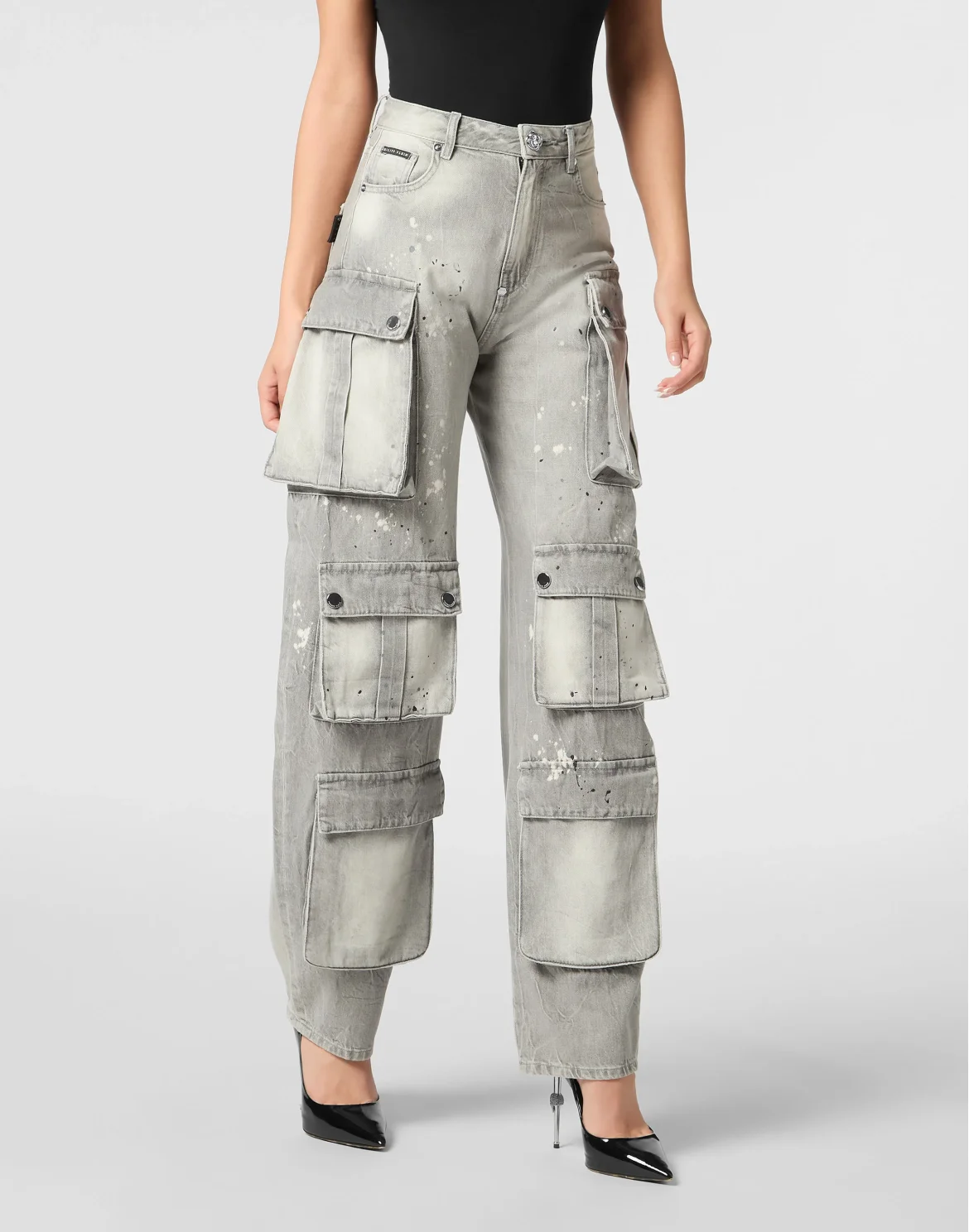 Denim Cargo Trousers, цвет: Серый