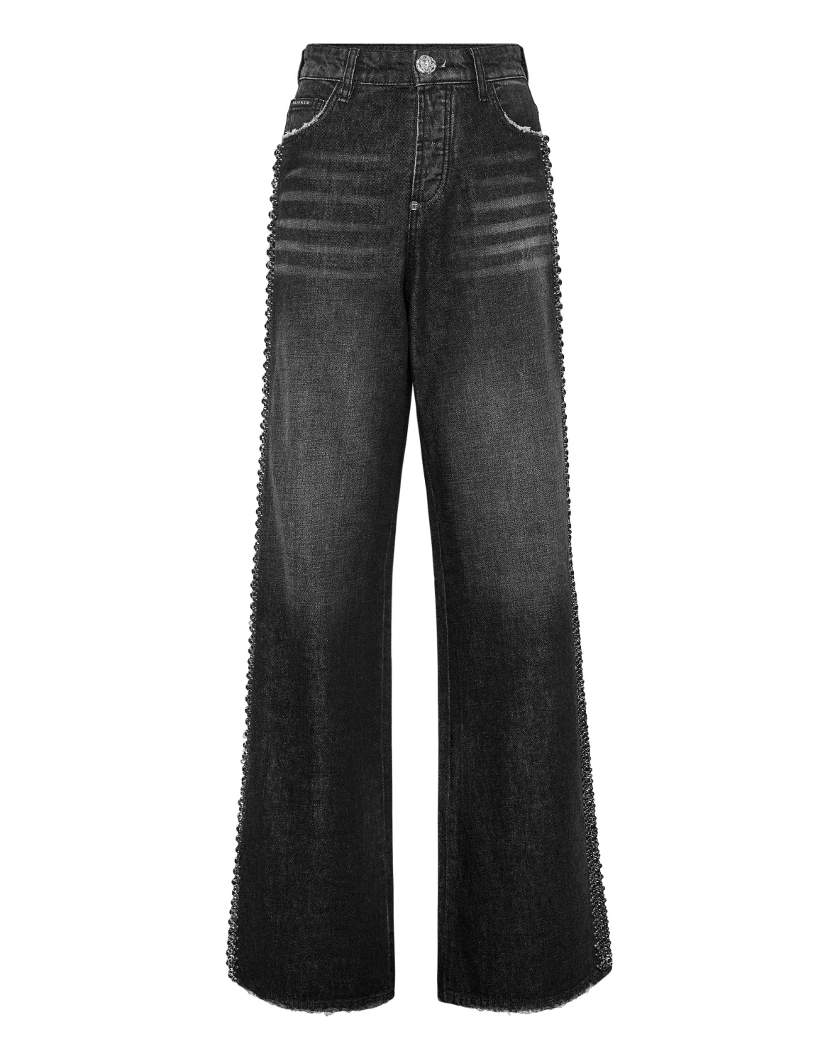 Denim Skater Fit Trousers Rib Strass, цвет: Черный