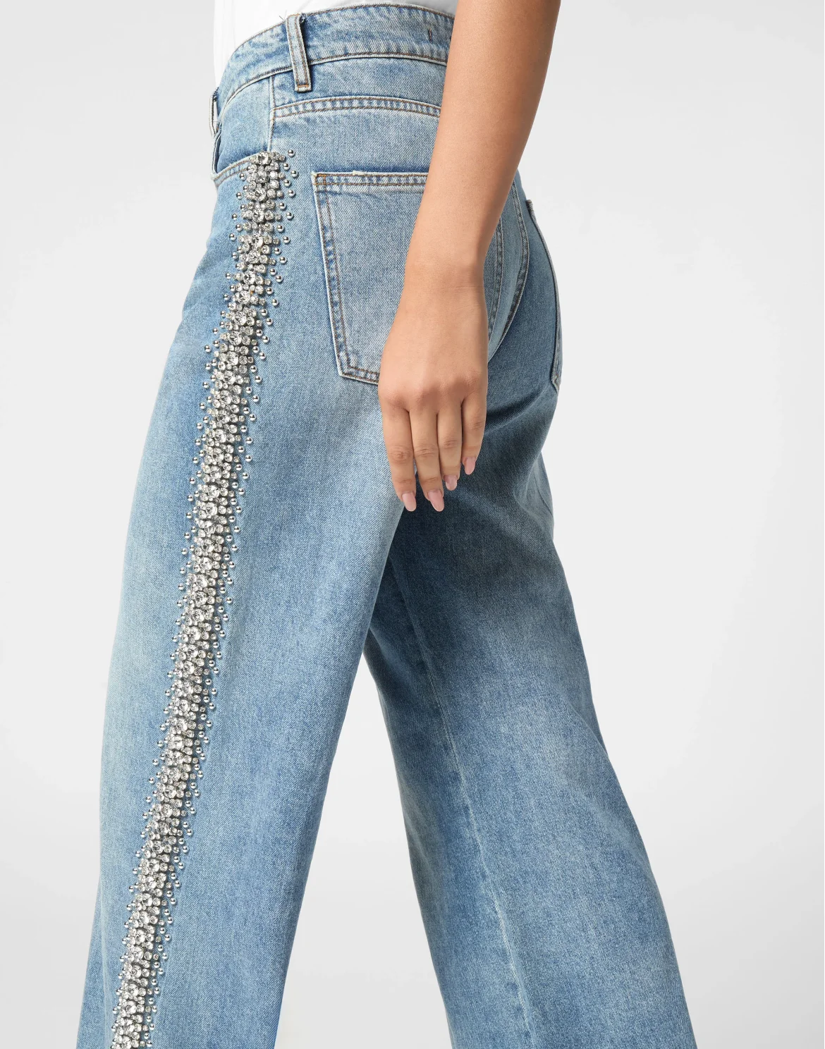 Denim Skater Fit Trousers Rib Strass, цвет: Серый
