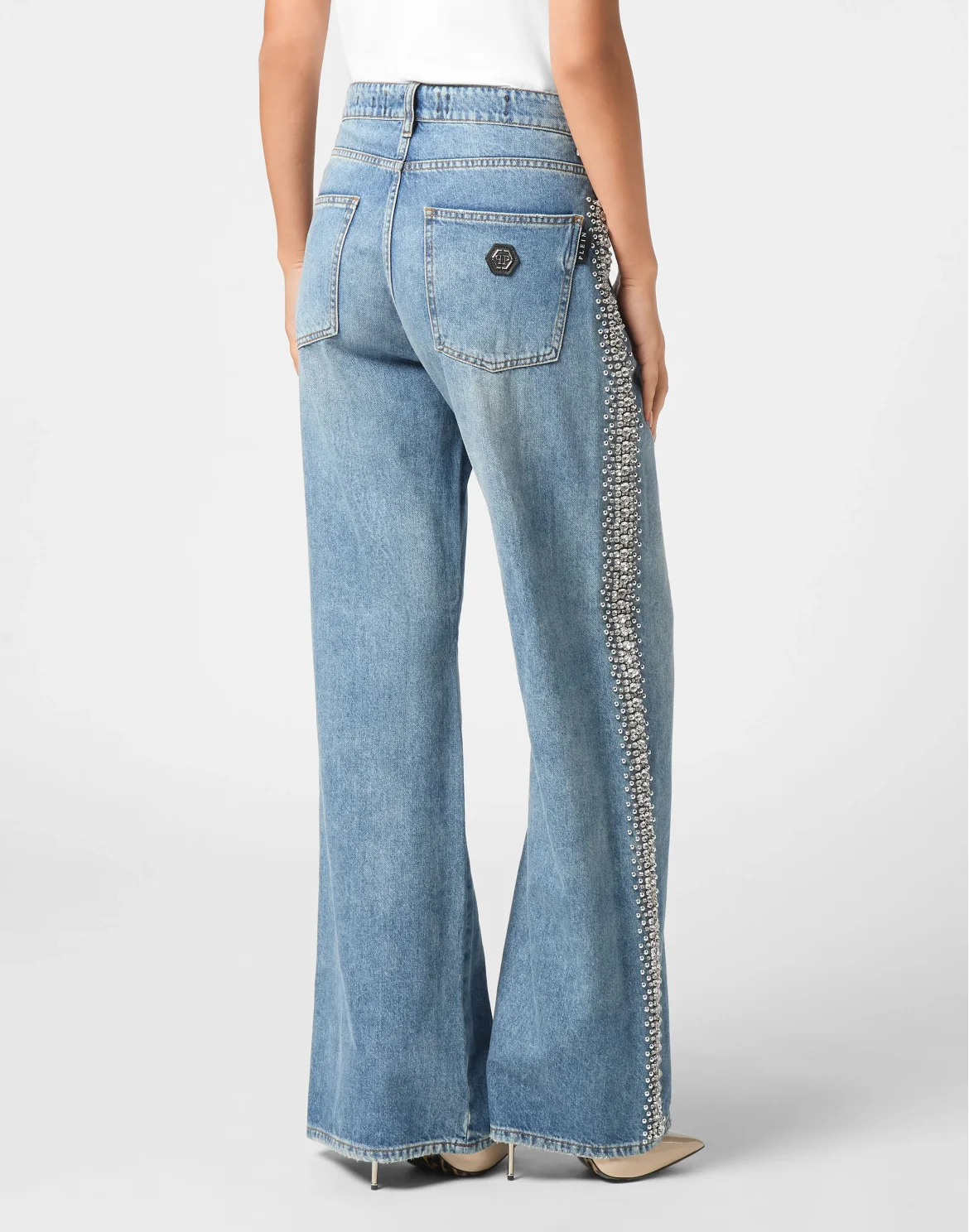 Denim Skater Fit Trousers Rib Strass, цвет: Серый