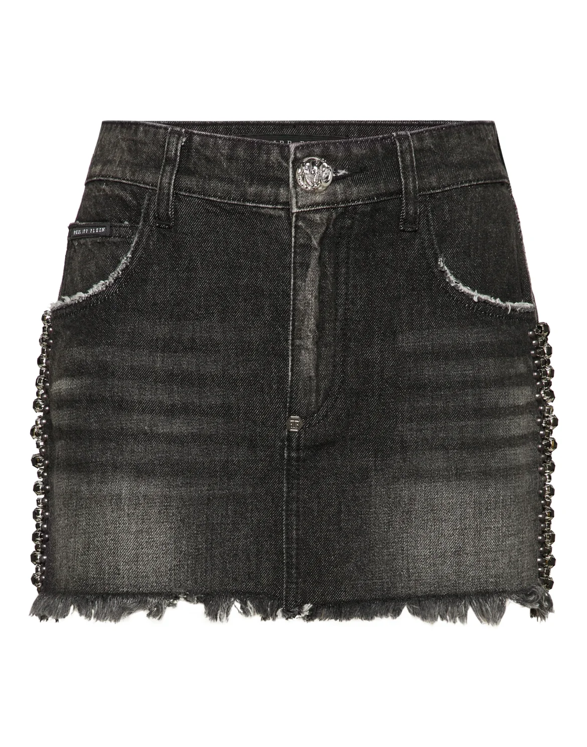 Denim Mini Skirt Rib Strass, цвет: Черный