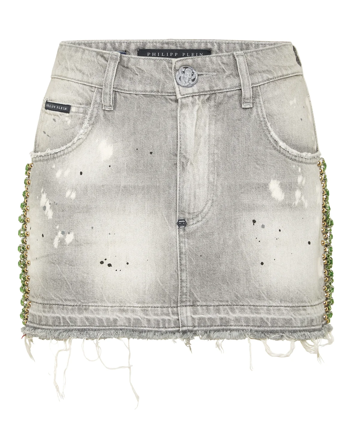 Denim Mini Skirt Rib Strass, цвет: Серый