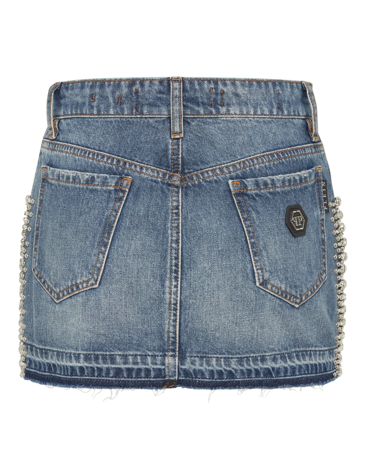 Denim Mini Skirt Rib Strass, цвет: Серый