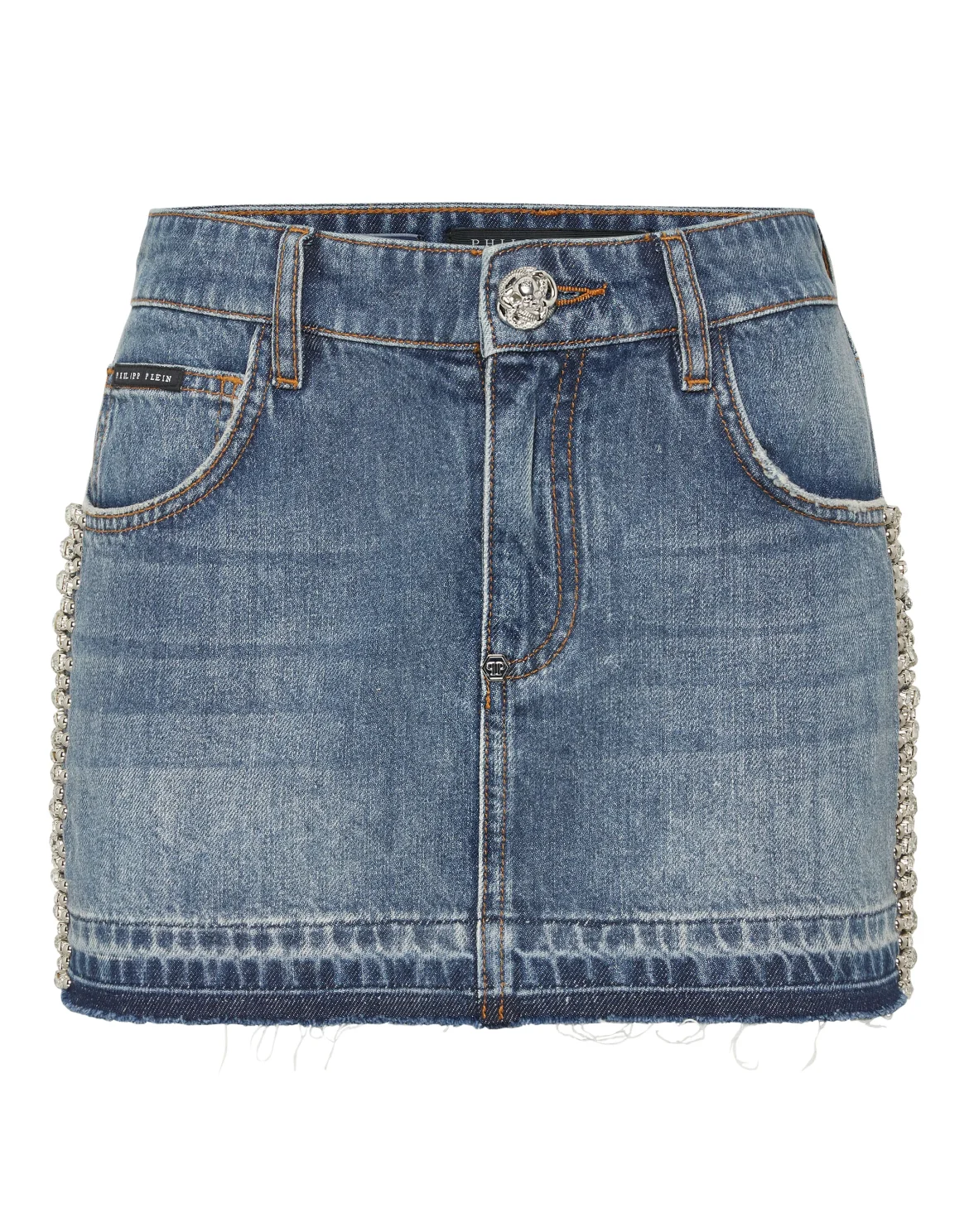 Denim Mini Skirt Rib Strass, цвет: Серый