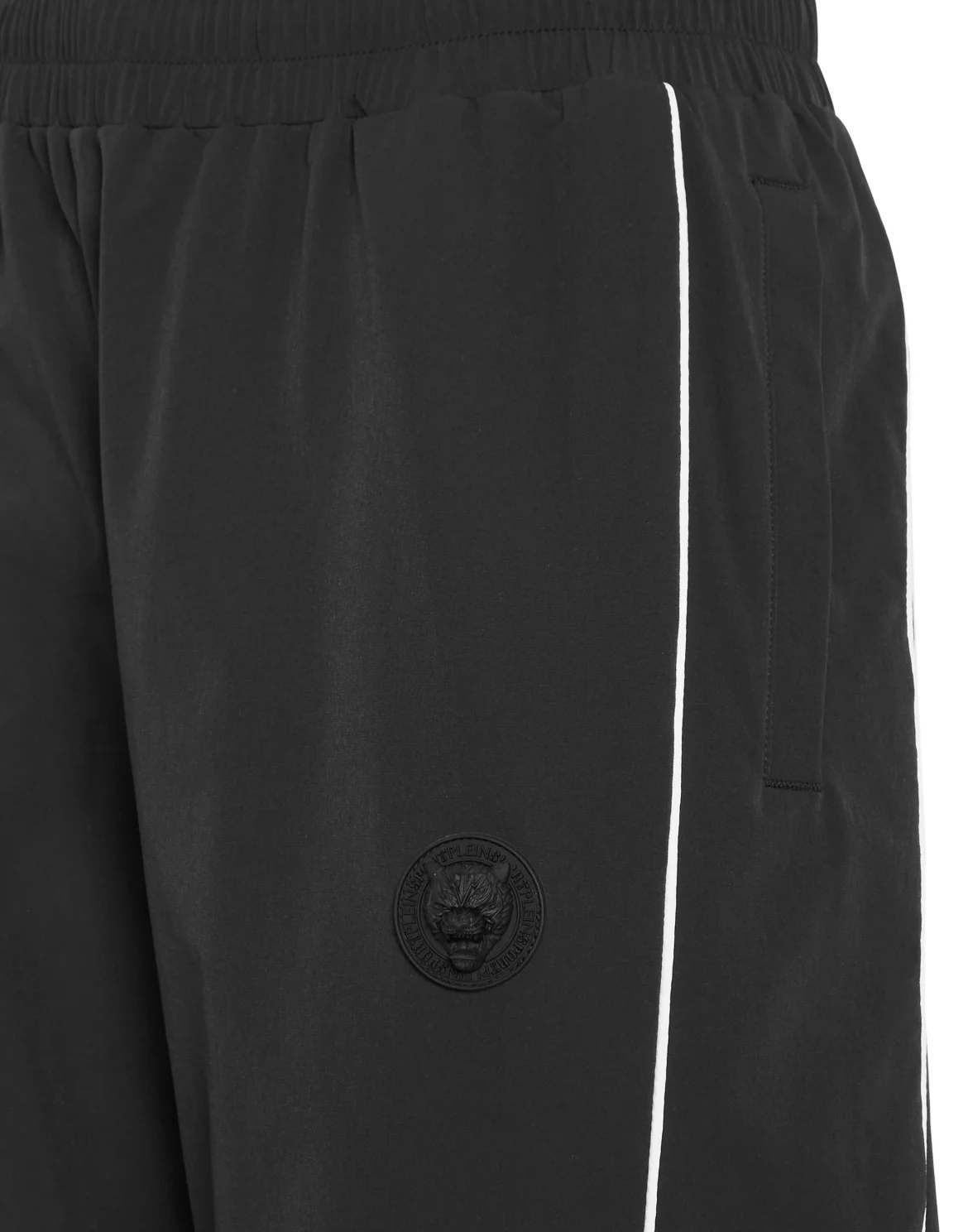 Nylon Loose Fit Piping Jogging Pants Scratch, цвет: Черный