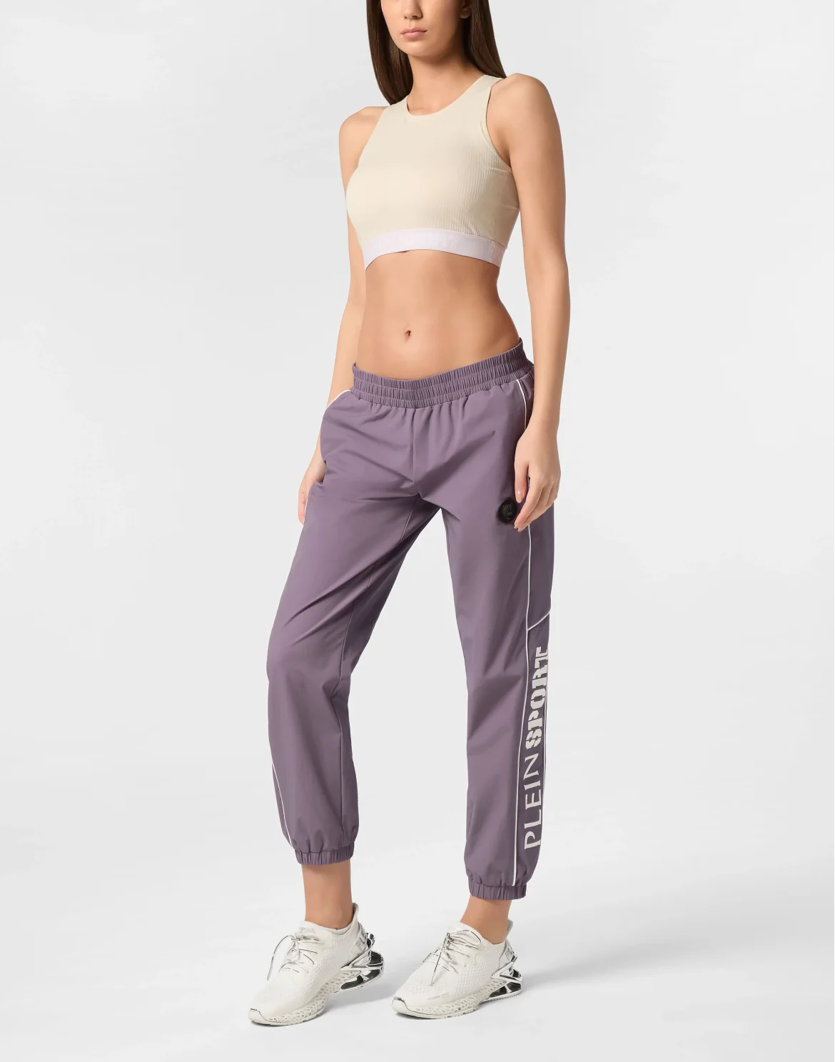 Nylon Loose Fit Piping Jogging Pants Scratch, цвет: Фиолетовый