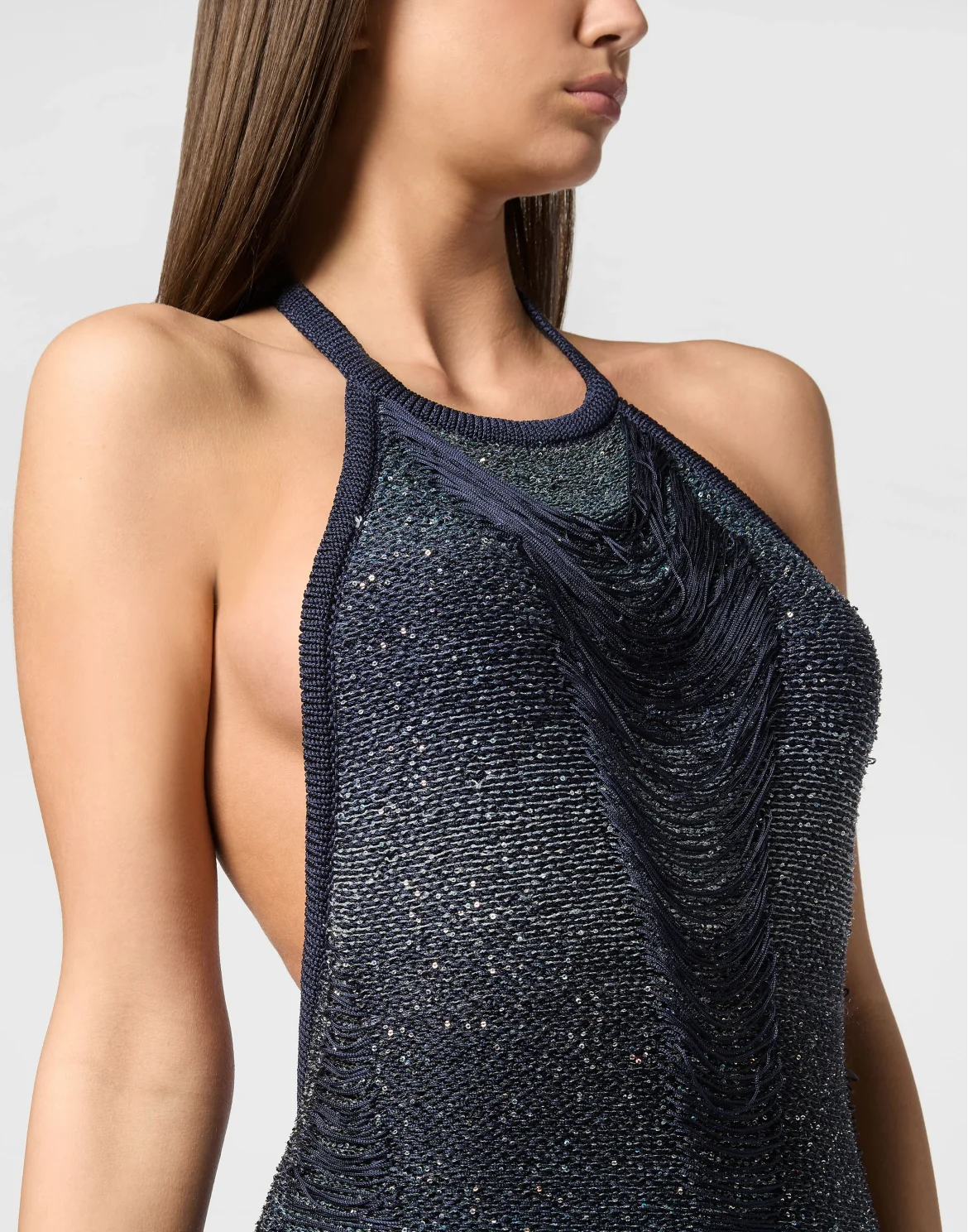 Paillettes Mini Dress Multicutting, цвет: Синий