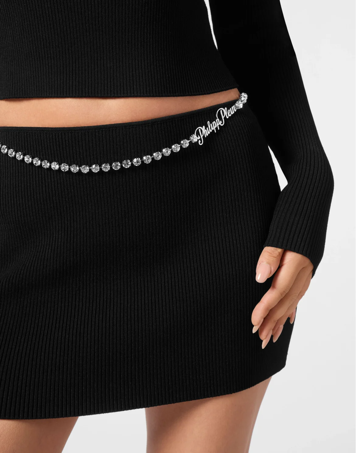 VISCOSE STRETCH MINI SKIRT SIGNATURE, цвет: Черный