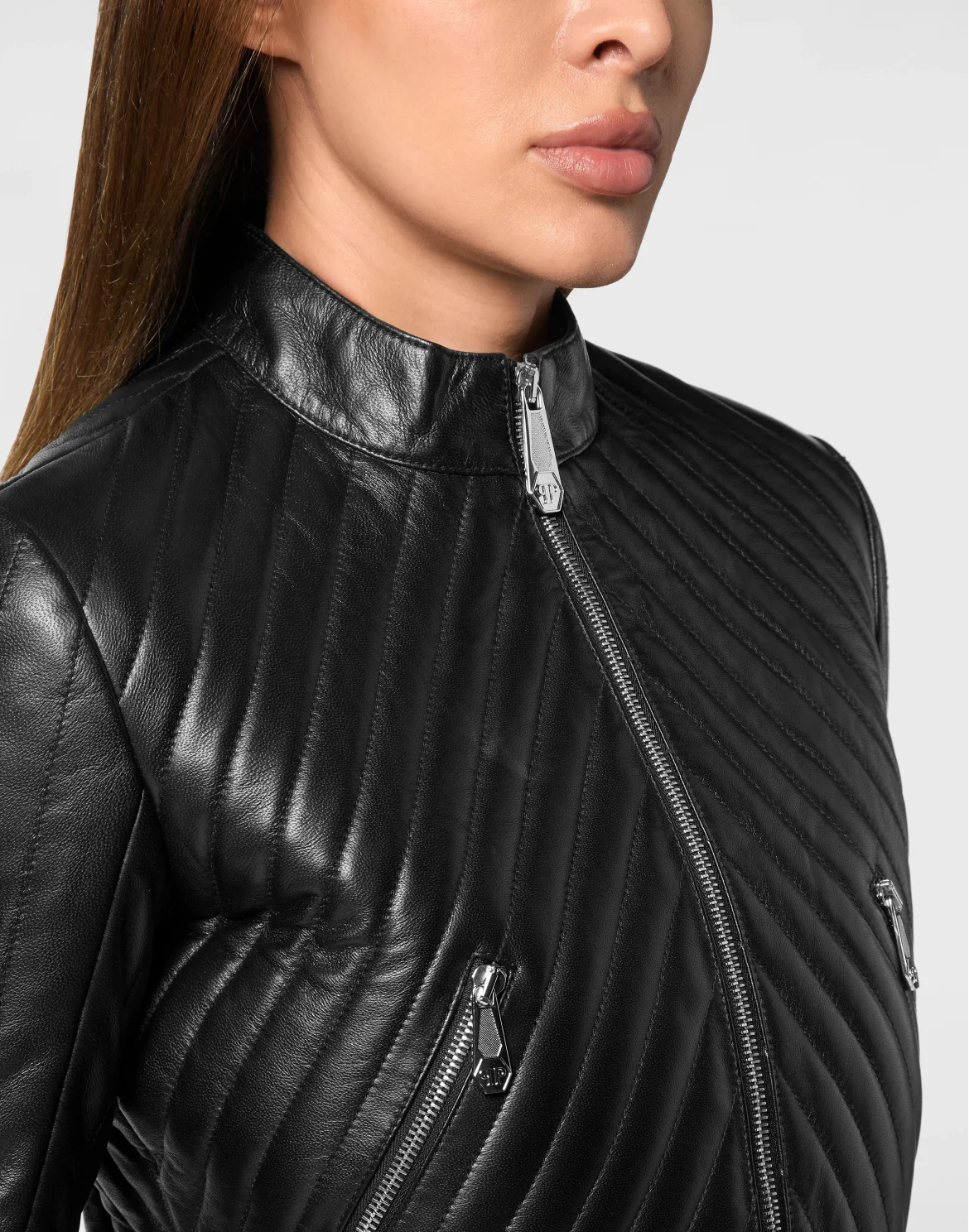 Vintage Leather Biker Jacket LS Flame, цвет: Черный