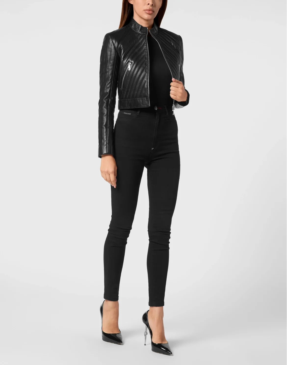 Vintage Leather Biker Jacket LS Flame, цвет: Черный