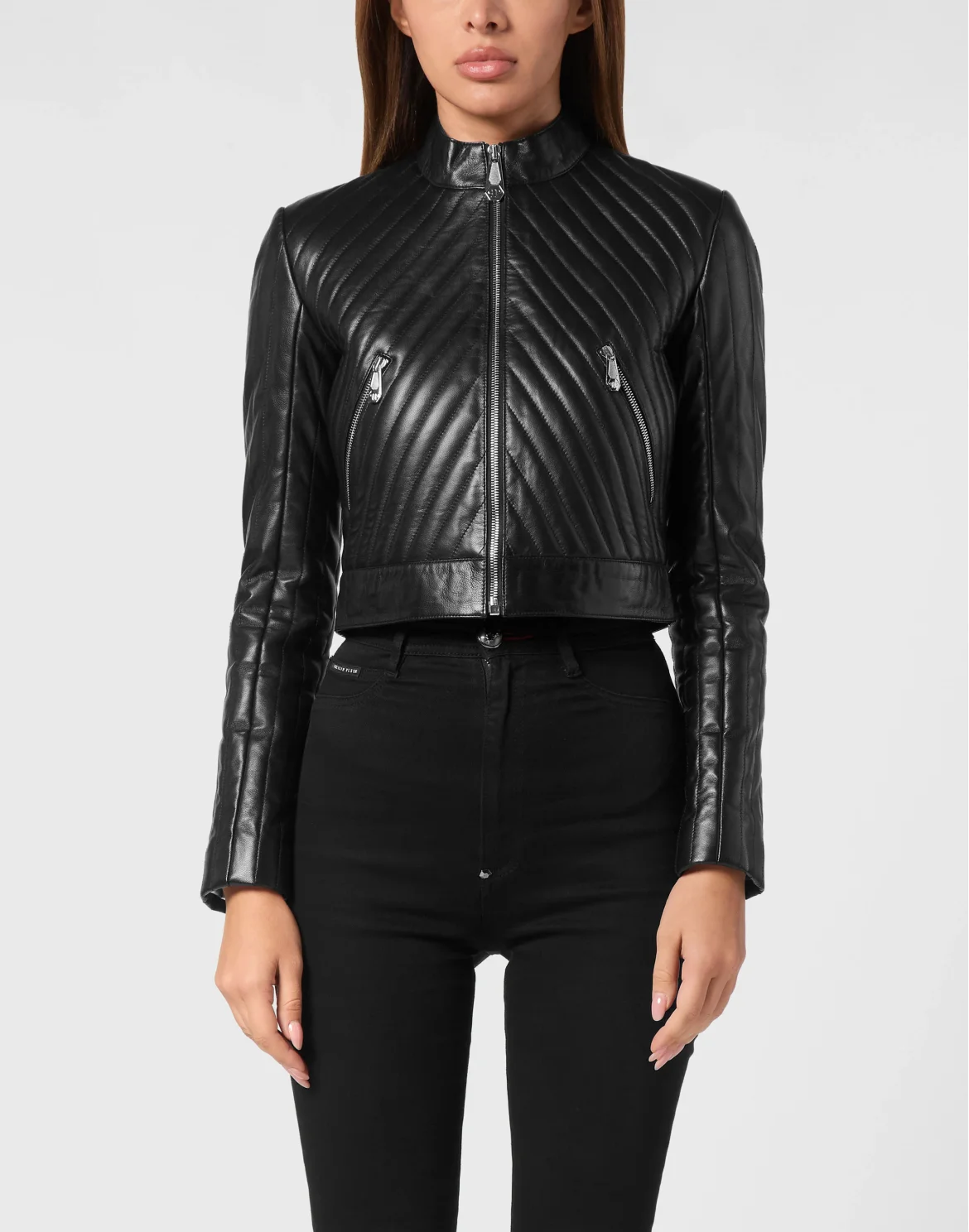 Vintage Leather Biker Jacket LS Flame, цвет: Черный
