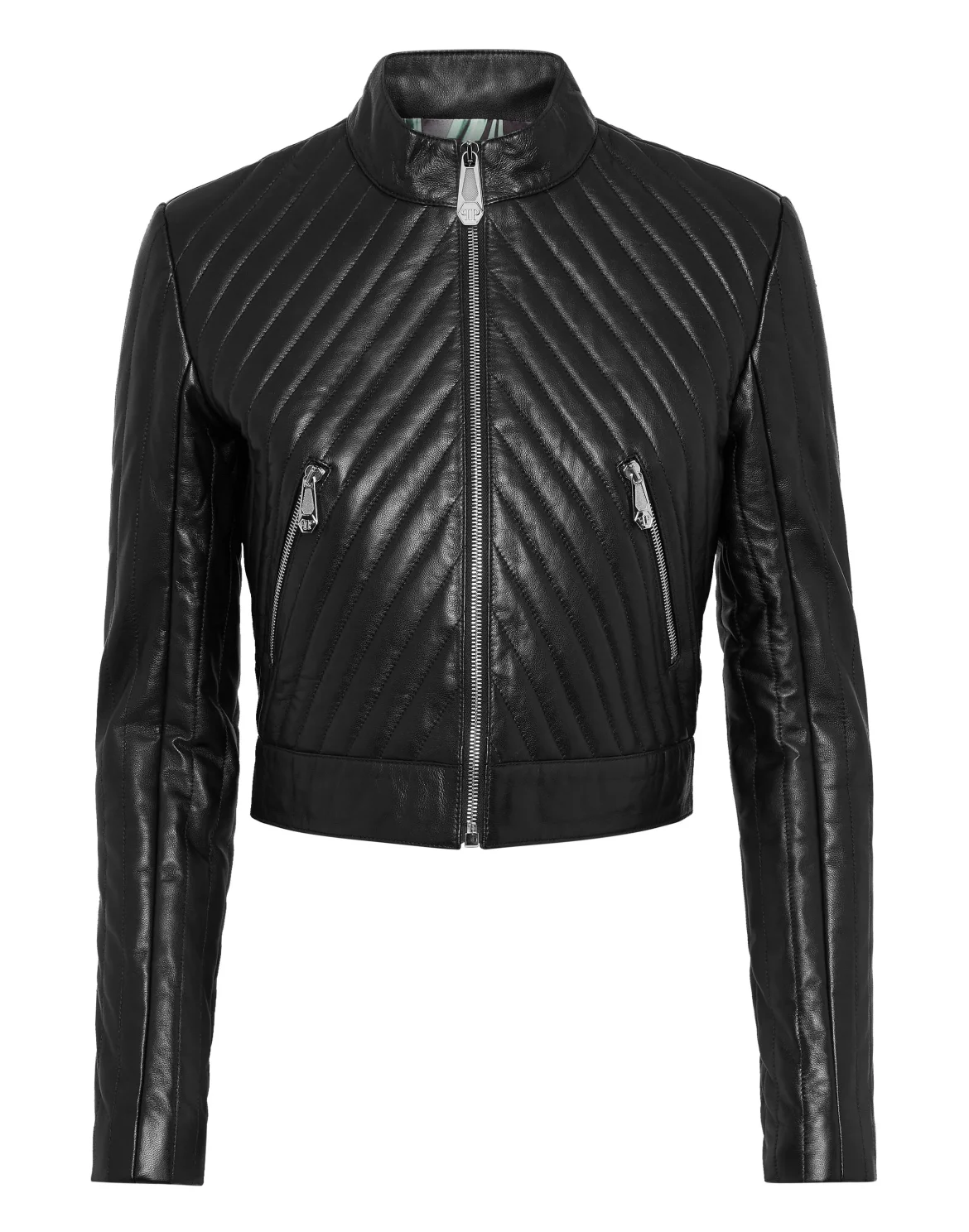 Vintage Leather Biker Jacket LS Flame, цвет: Черный