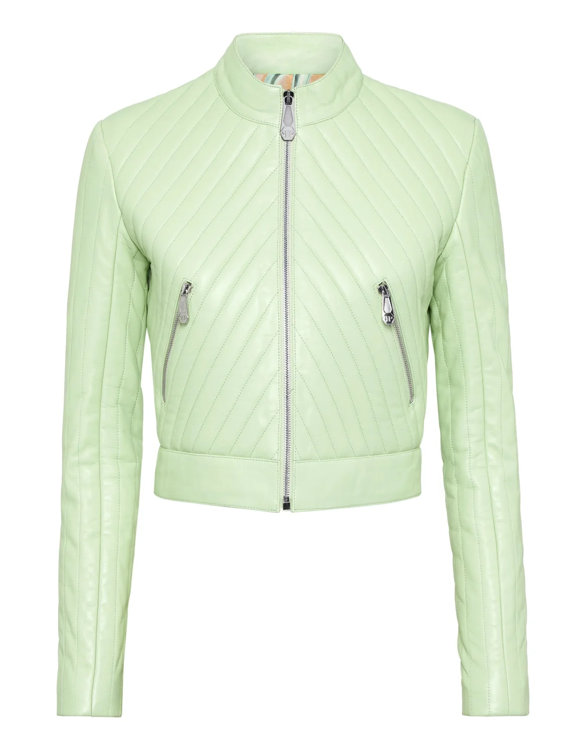 Vintage Leather Biker Jacket LS Flame, цвет: Зеленый