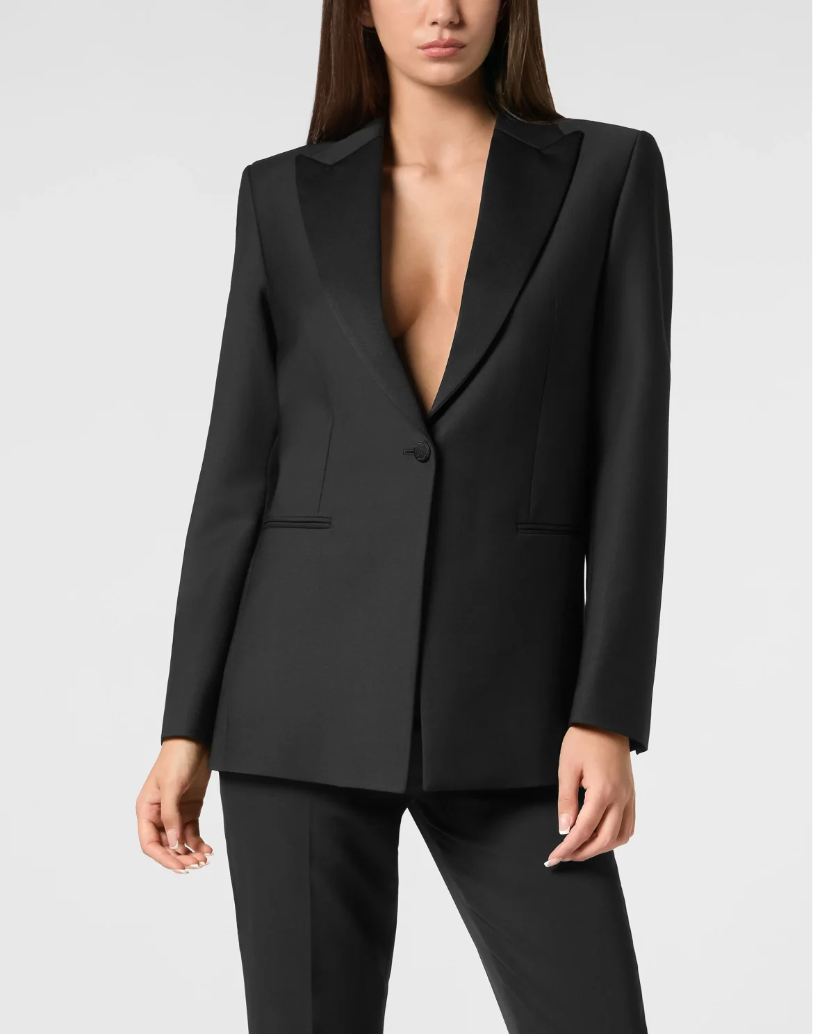 Wool Boyfriend Fit Blazer LS Smile, цвет: Черный