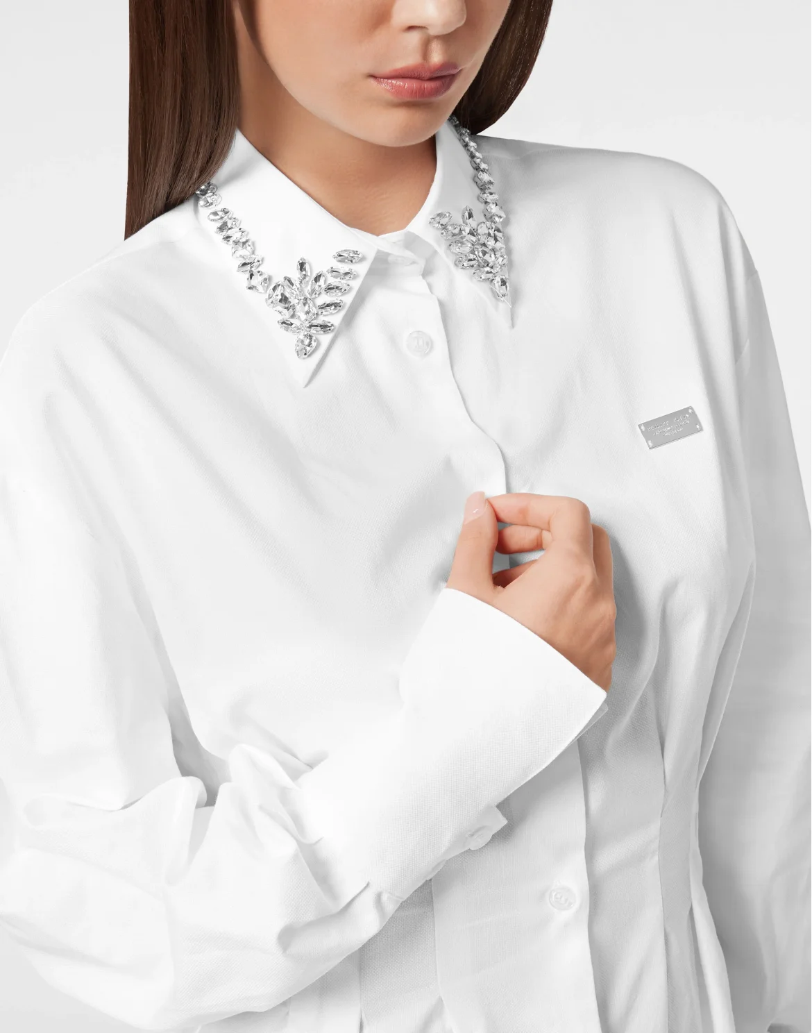 Mini Shirt Dress LS Strass, цвет: Белый