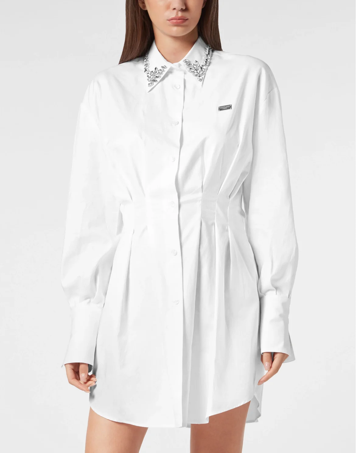 Mini Shirt Dress LS Strass, цвет: Белый