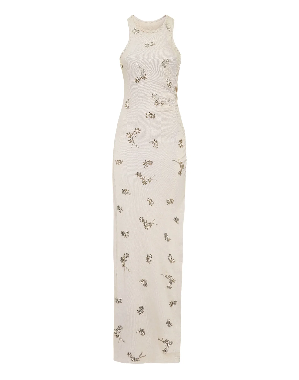 Jersey Rib Long Dress Flowers, цвет: Серый