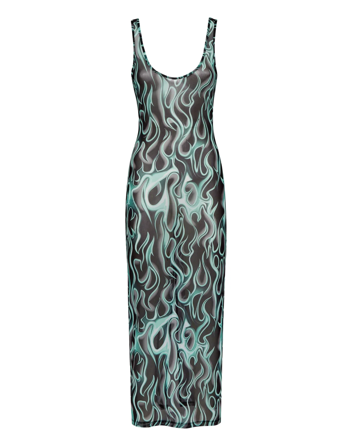 Tulle Tank Top Long Dress Flame, цвет: Черный