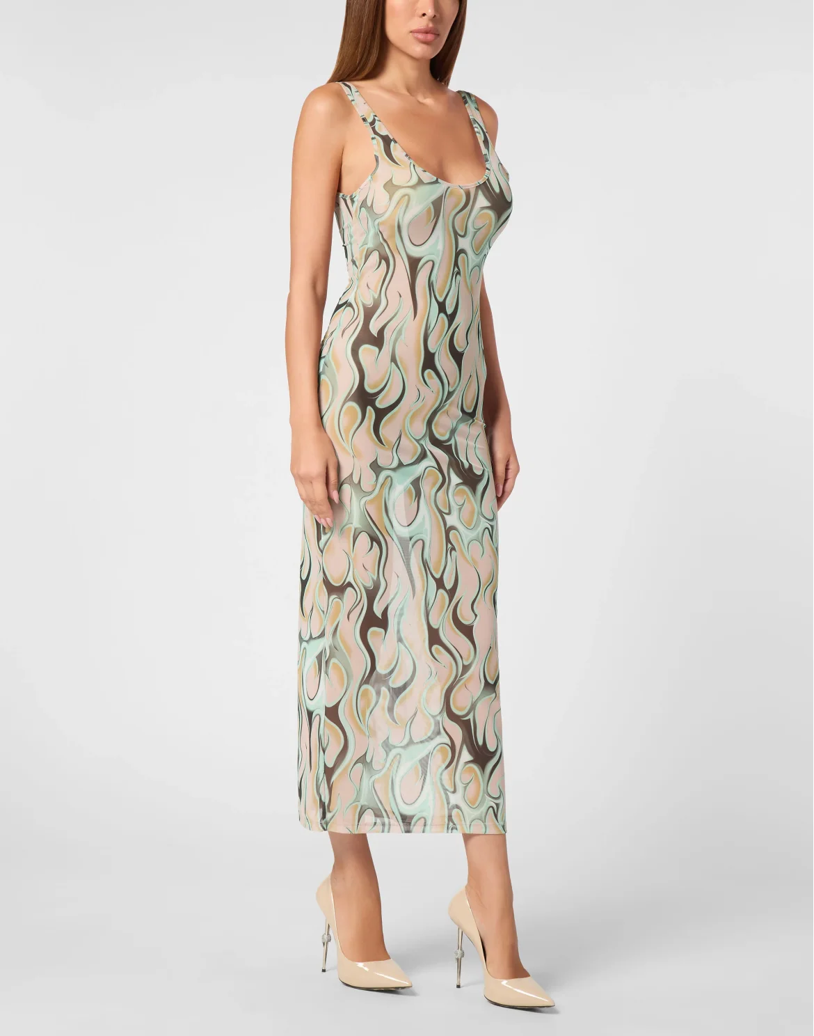 Tulle Tank Top Long Dress Flame, цвет: Розовый