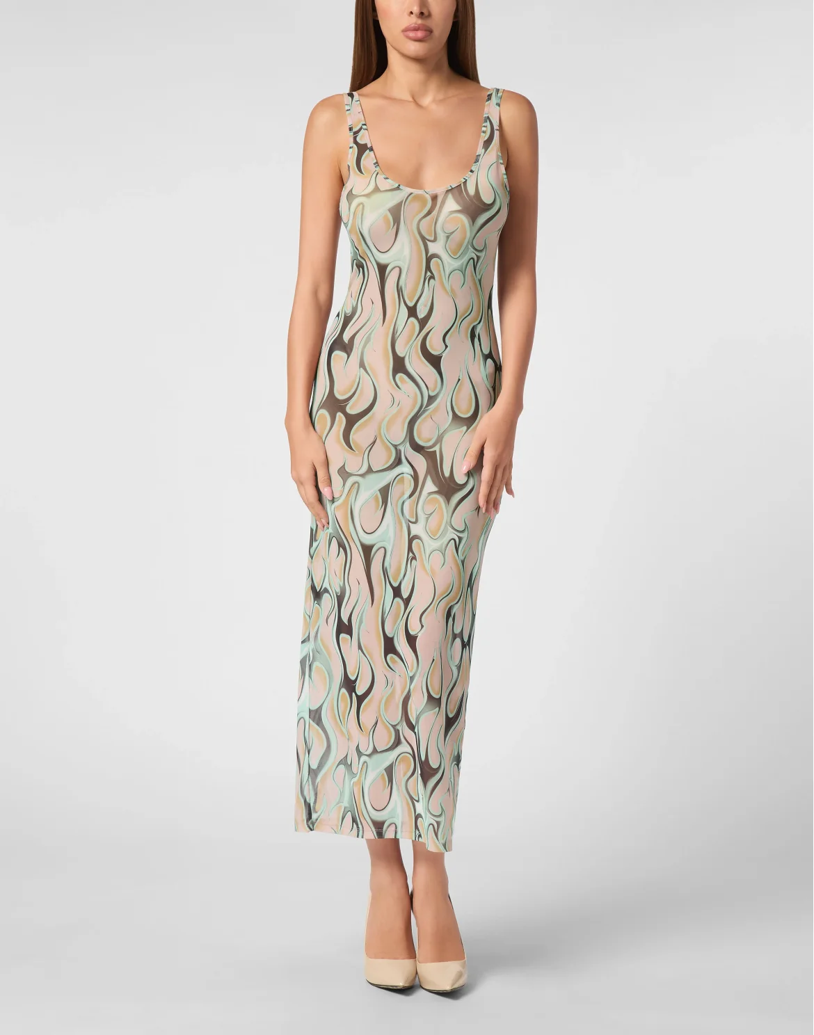 Tulle Tank Top Long Dress Flame, цвет: Розовый