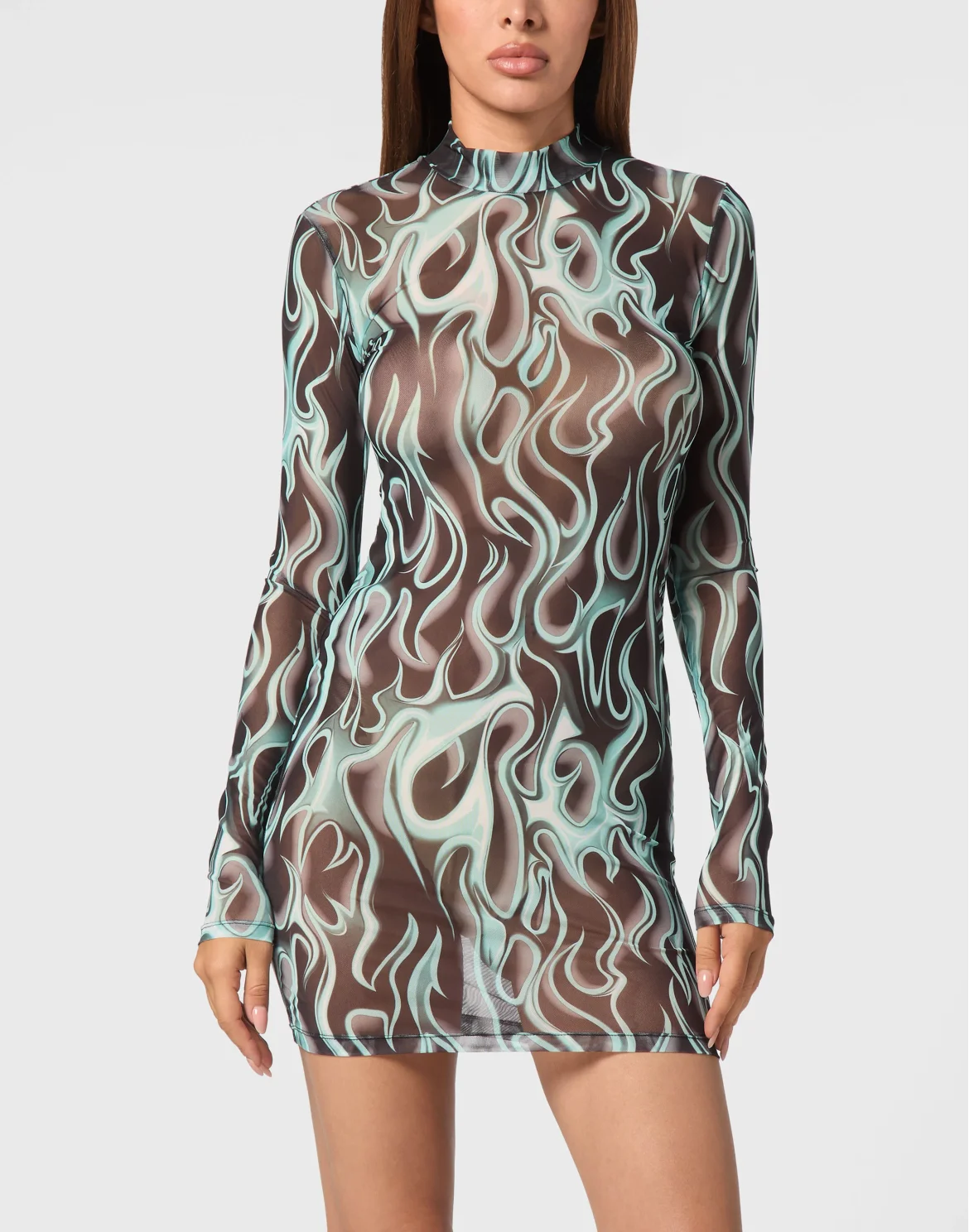 Tulle Mini Dress LS Flame, цвет: Черный