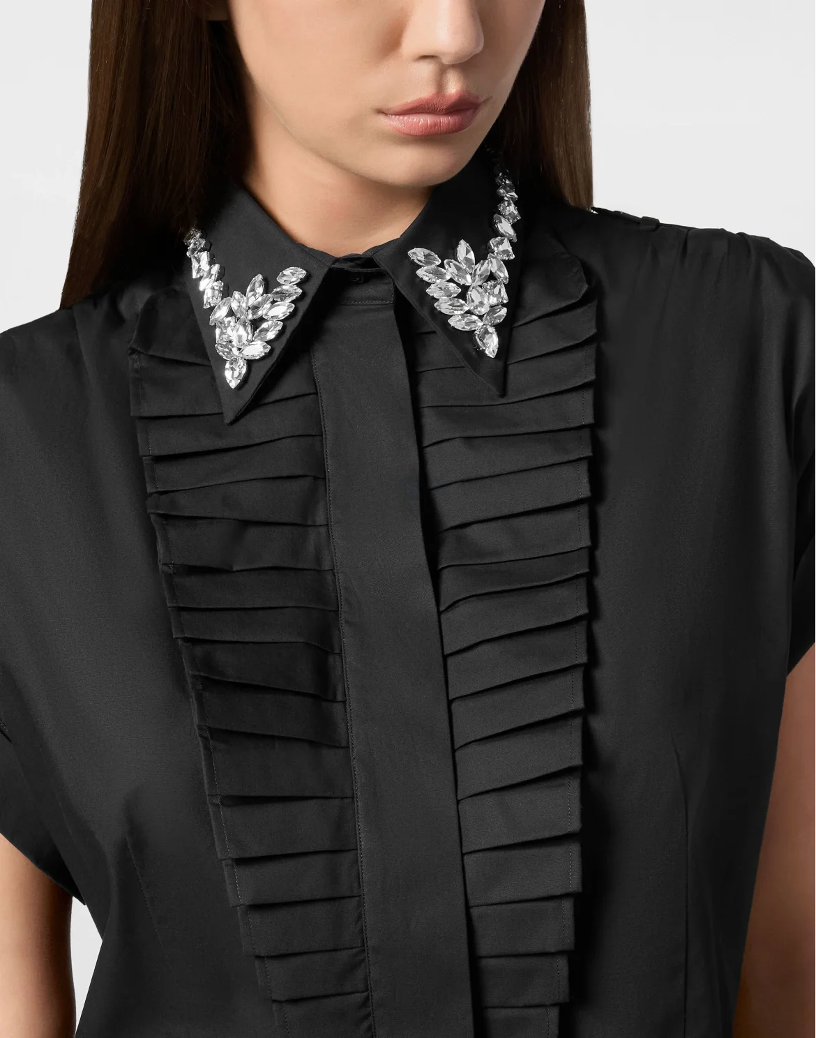 VOLANT CROPPED SHIRT SS STRASS, цвет: Черный