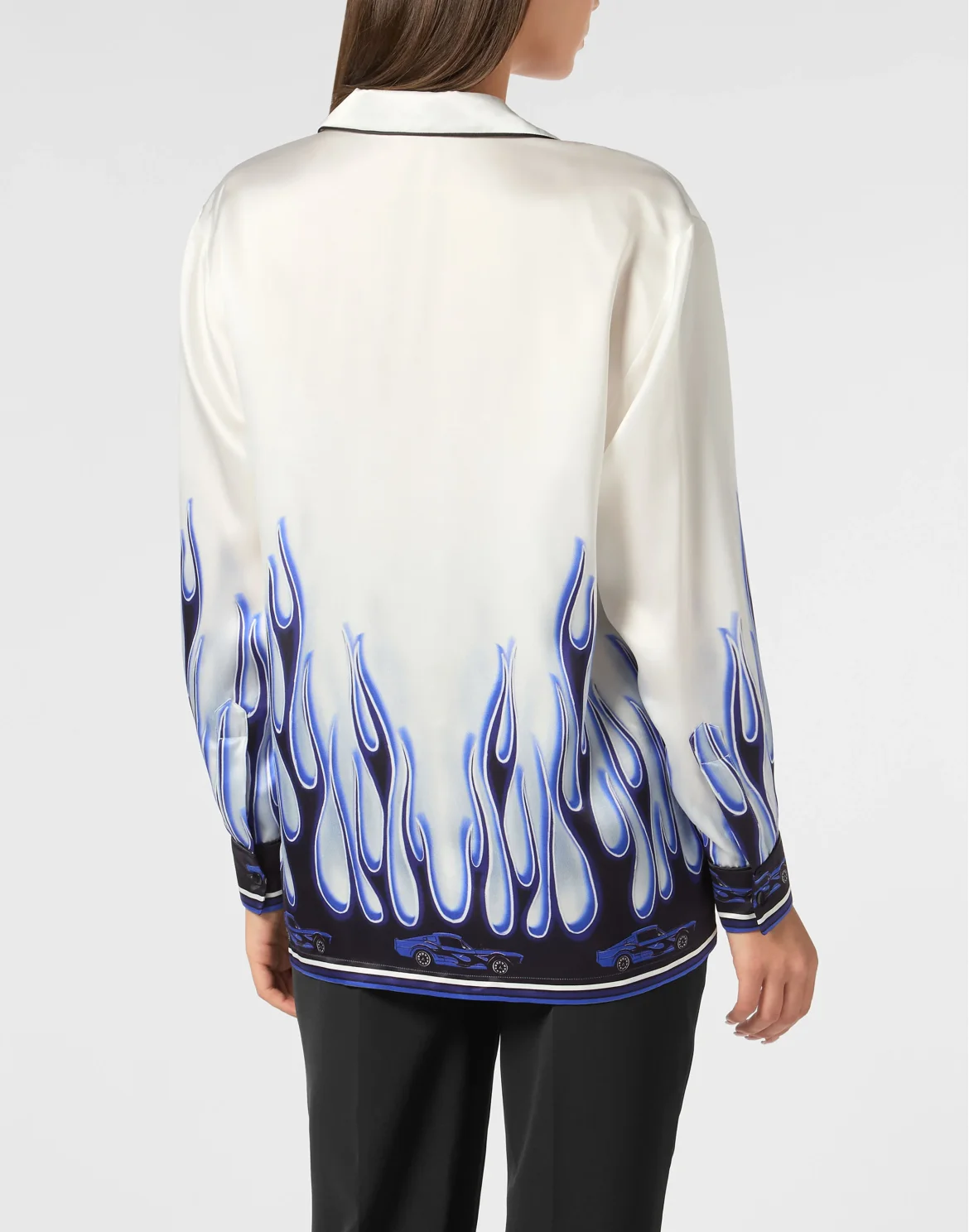 SATIN PIJAMA SHIRT LS FLAMES, цвет: Белый