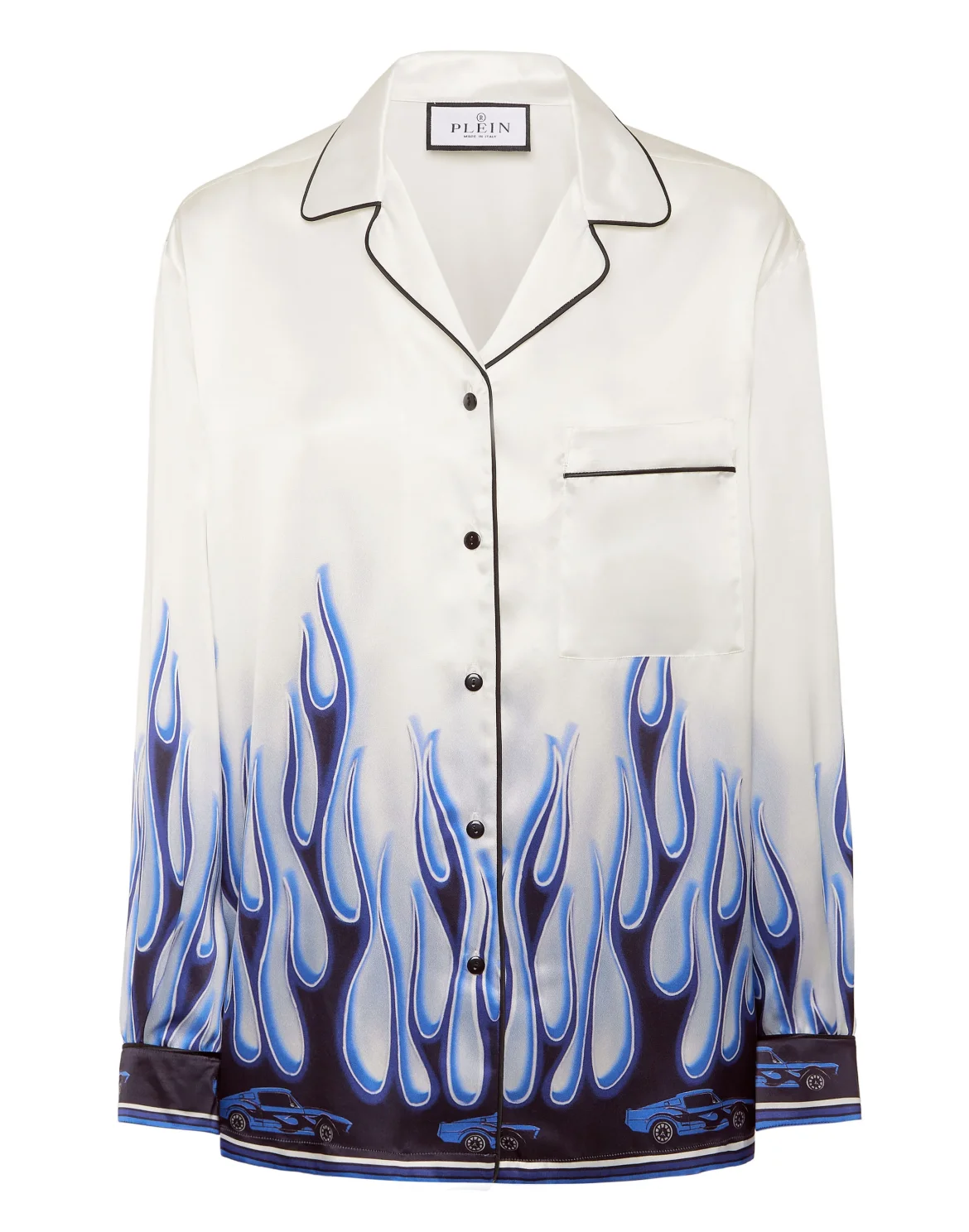SATIN PIJAMA SHIRT LS FLAMES, цвет: Белый