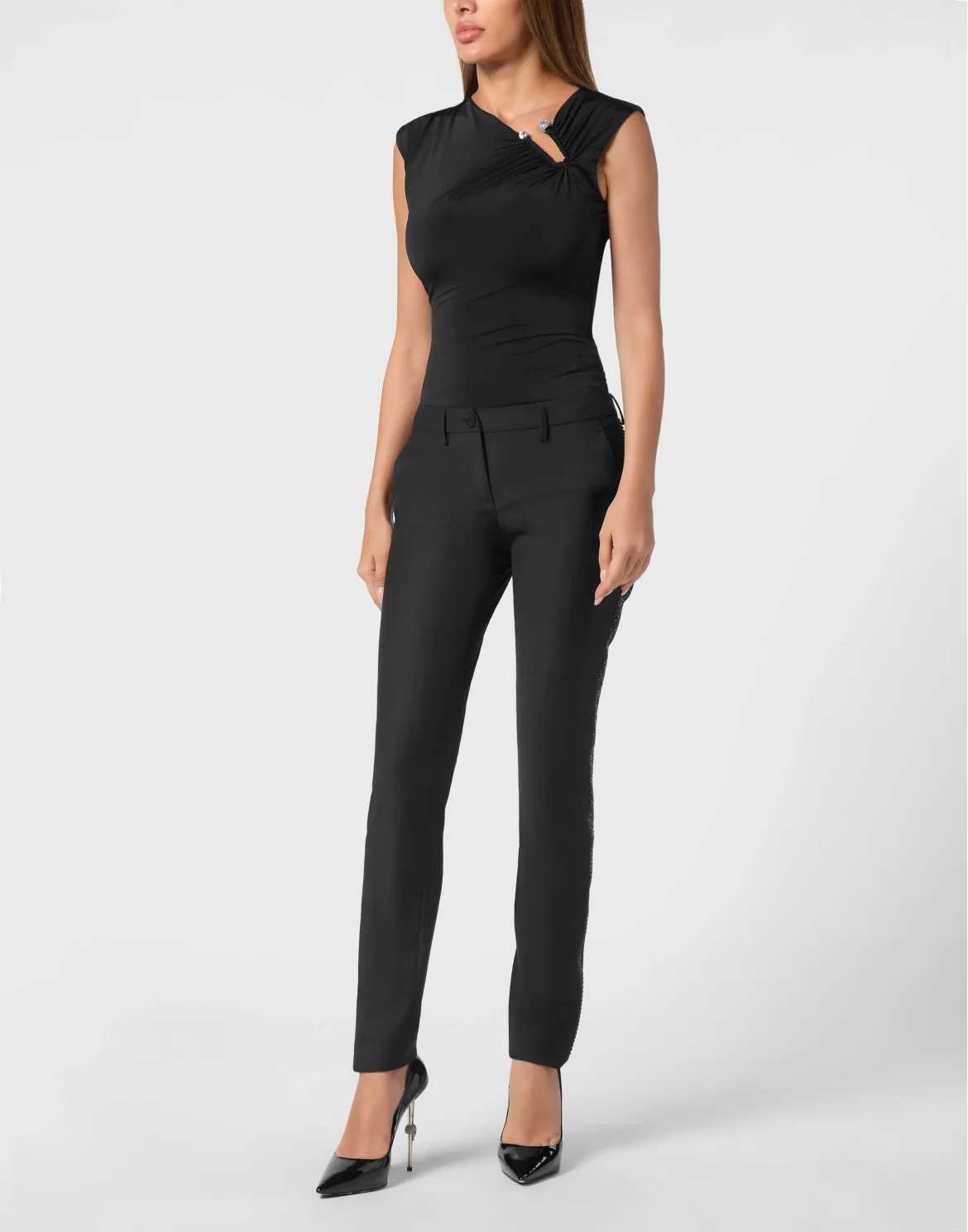 Wool Office Trousers Strass, цвет: Черный