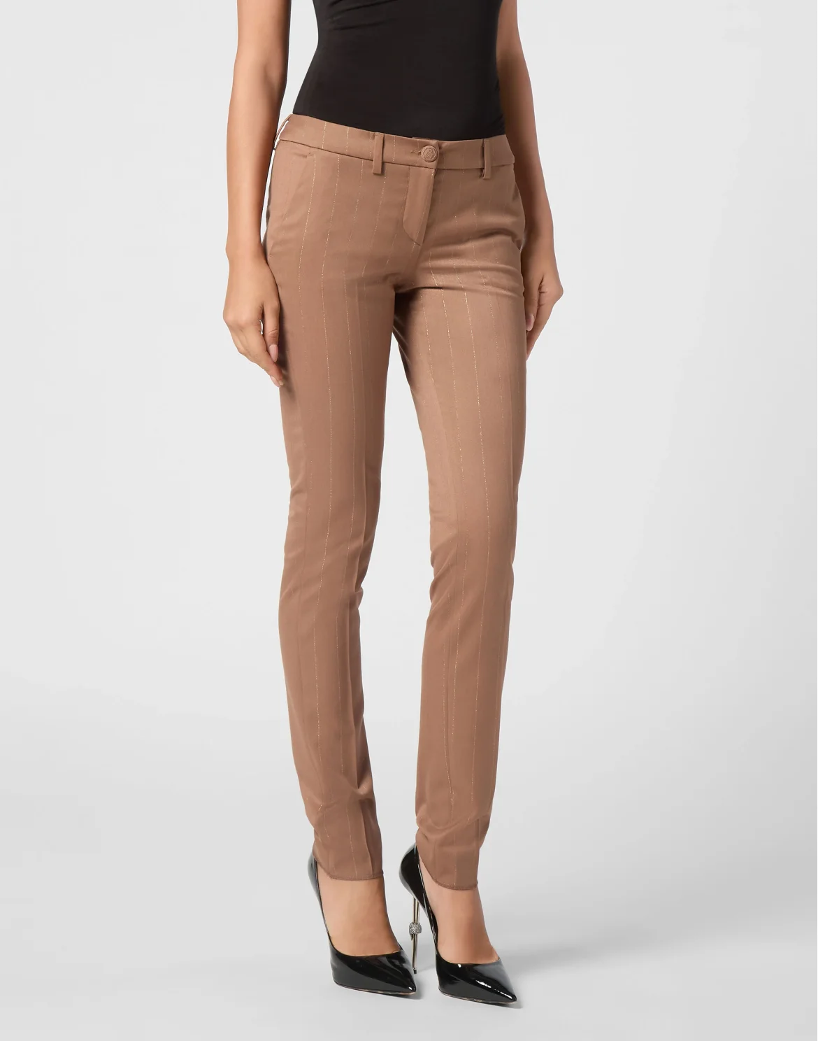Pinstripe Chinos Fit Trousers, цвет: Коричневый