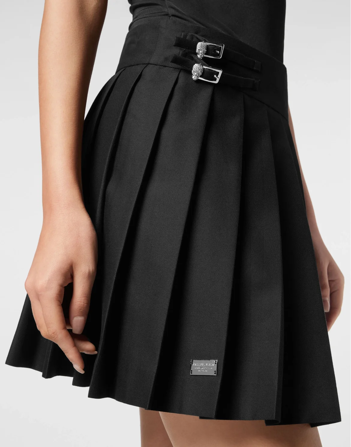 Pleated Mini Skirt Skull, цвет: Черный